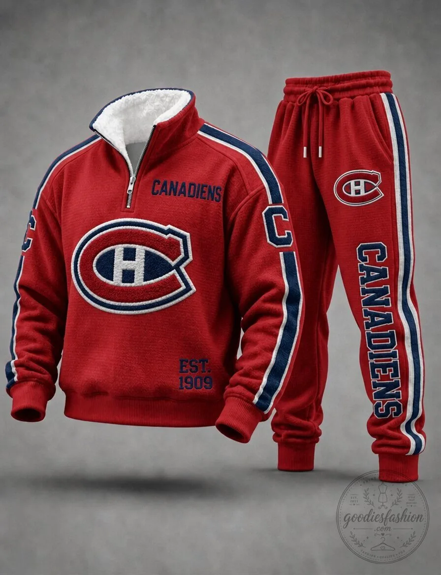 Montreal Canadiens Red Quarter-Zip Pullover Sweatshirt and Sweatpants Set
