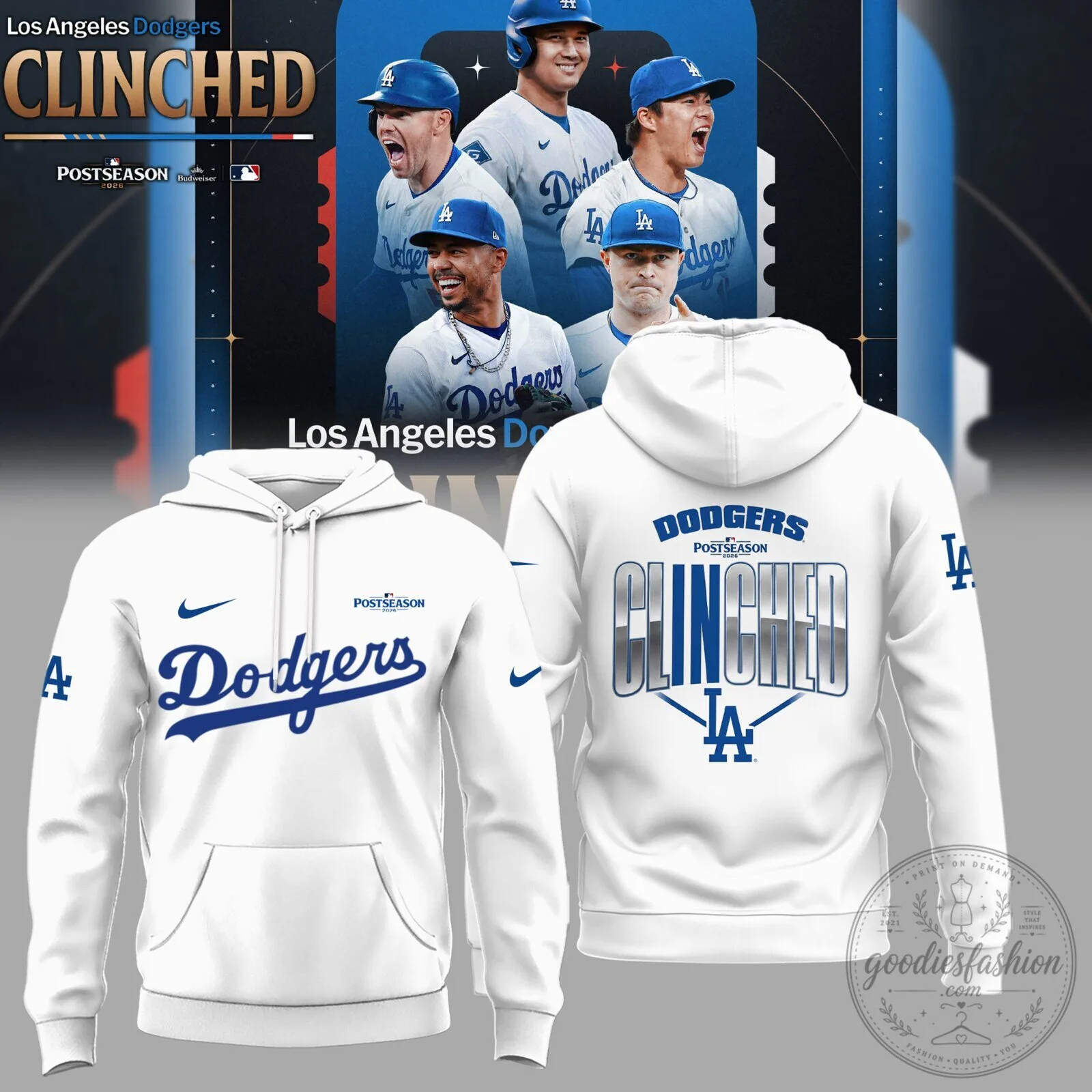 2026 Clinched Postseason Shirt for Los Angeles Dodgers - Limited Edition 4 2026 Clinched Postseason Shirt for Los Angeles Dodgers - Limited Edition