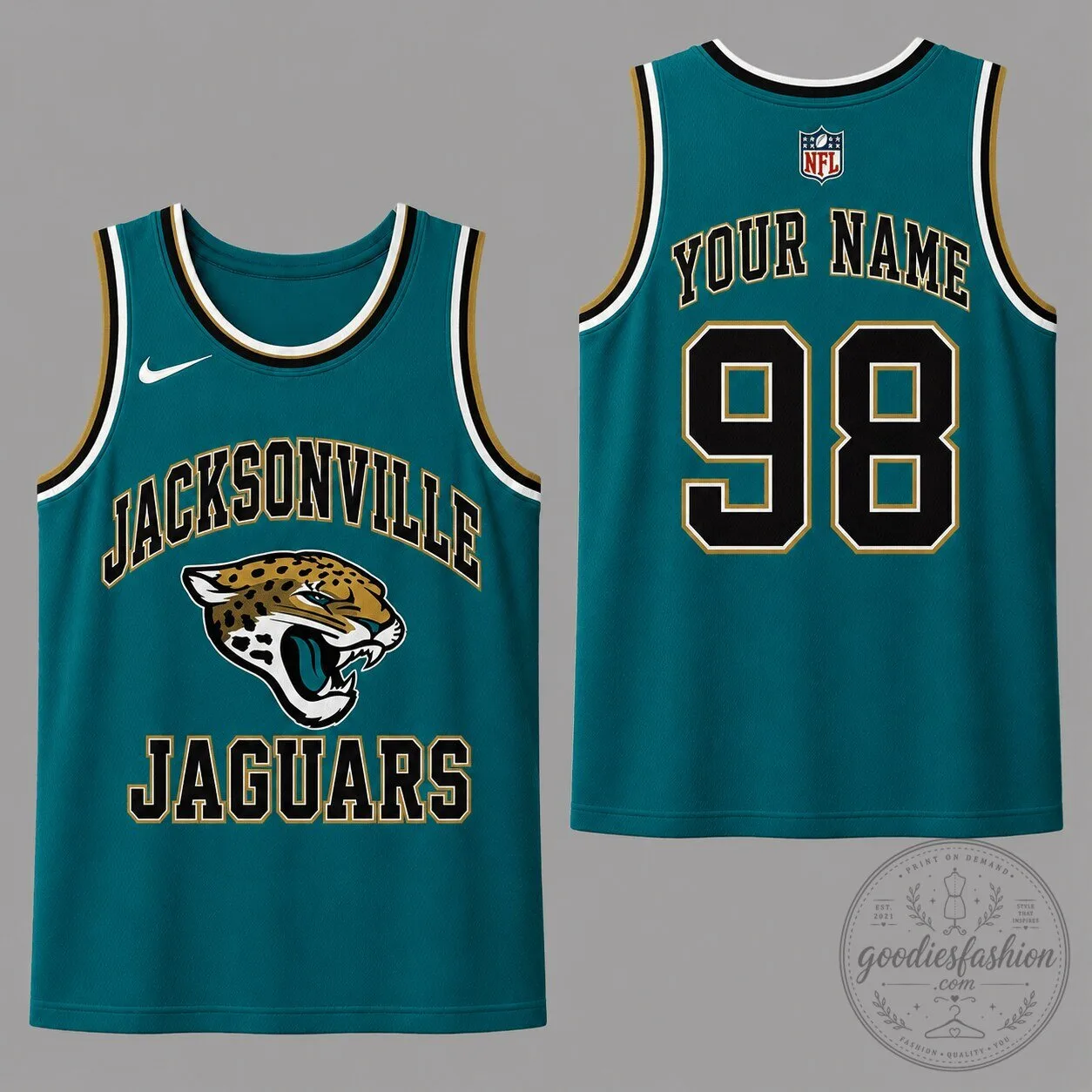 Jacksonville Jaguars Personalized Teal Football Jersey