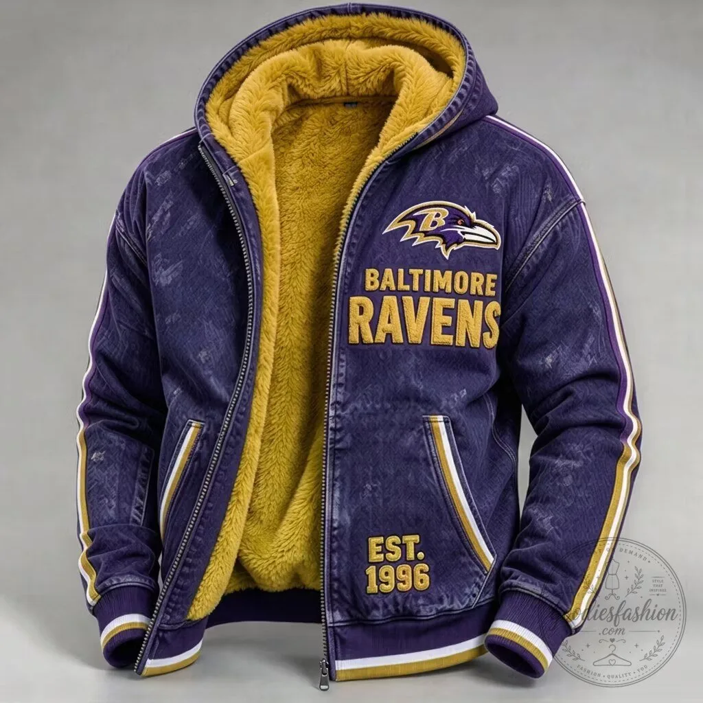 Baltimore Ravens Sherpa Lined Full-Zip Heavyweight Hooded Jacket