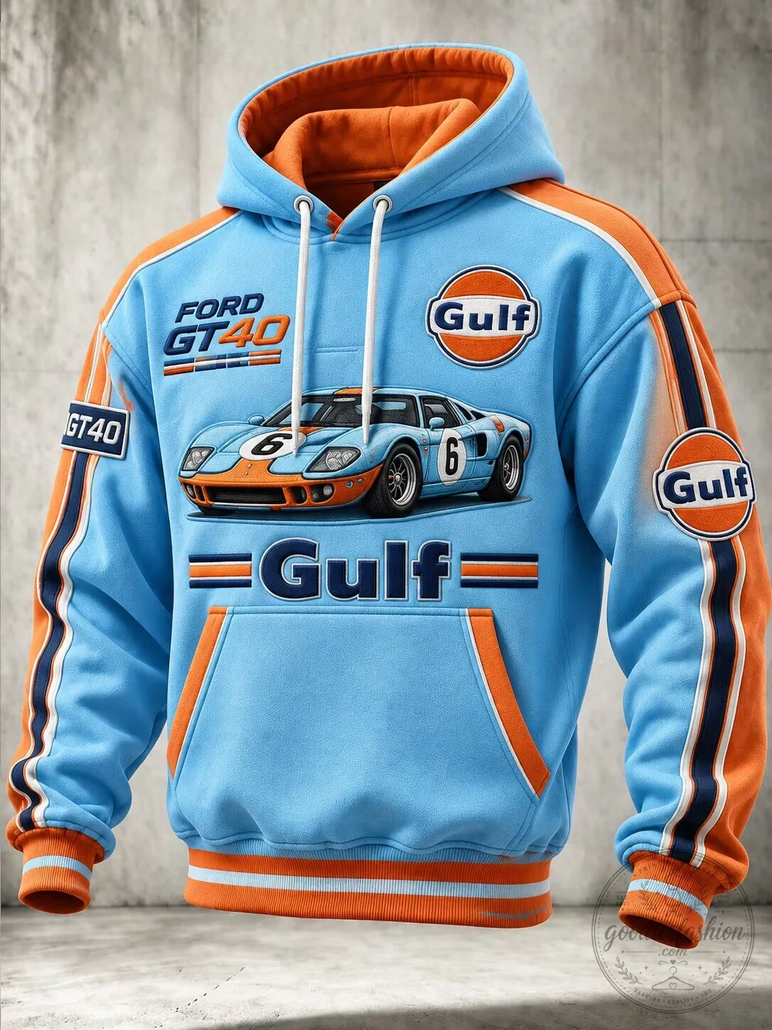 Ford GT40 Gulf Racing Team Retro Style Pullover Hoodie for Men