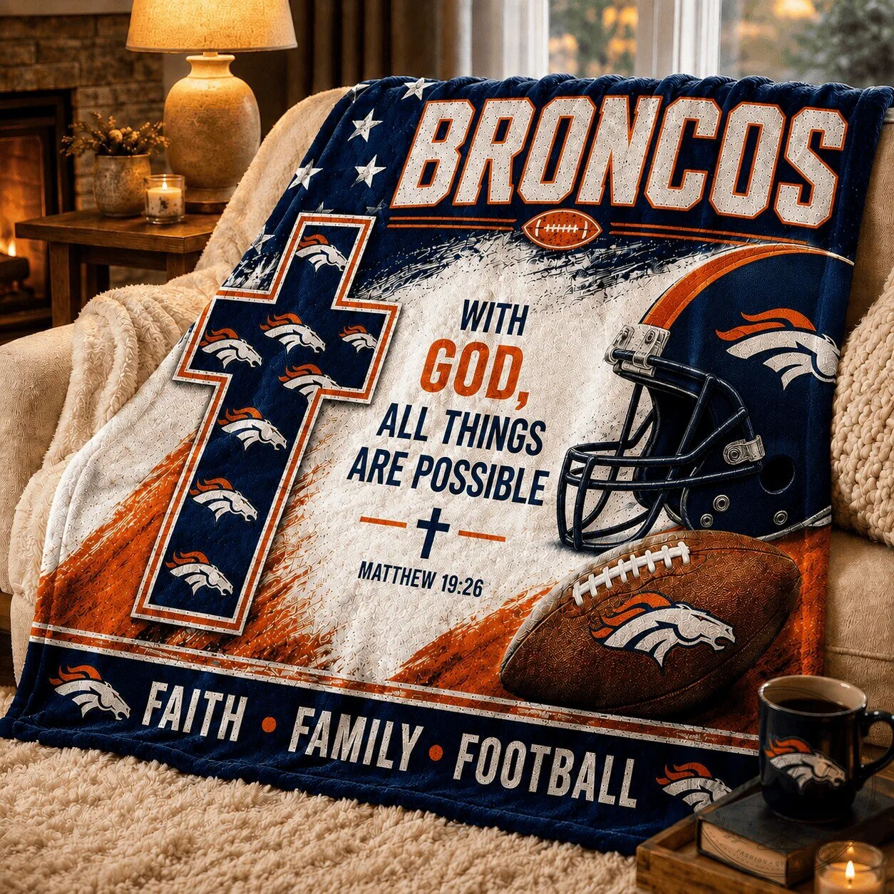 Denver Broncos Football Team With God All Things Are Possible Blanket