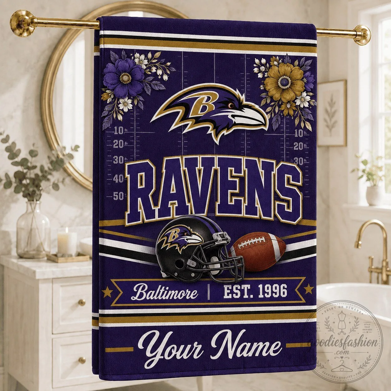 Baltimore Ravens NFL Football Team Personalized Bath Towel