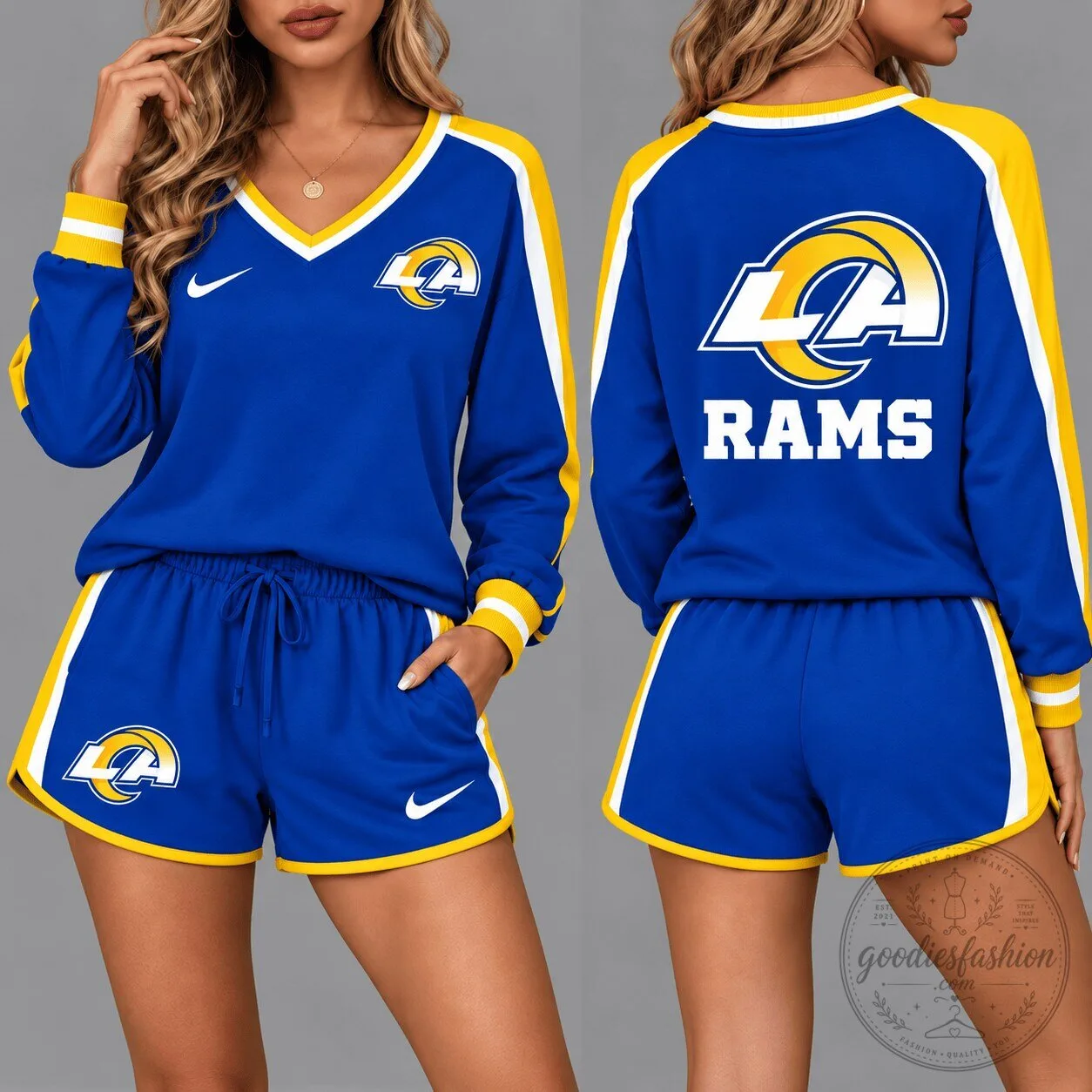 Los Angeles Rams Women's Royal Blue Long Sleeve and Shorts Set