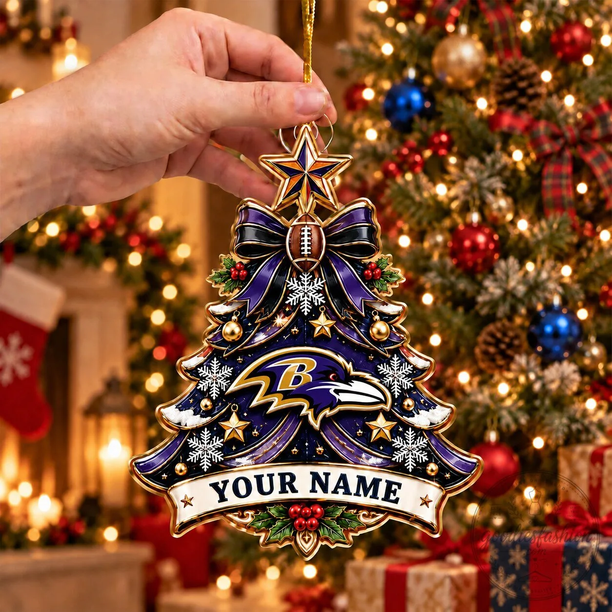 Baltimore Ravens Christmas Tree Ornament Personalized Custom Name