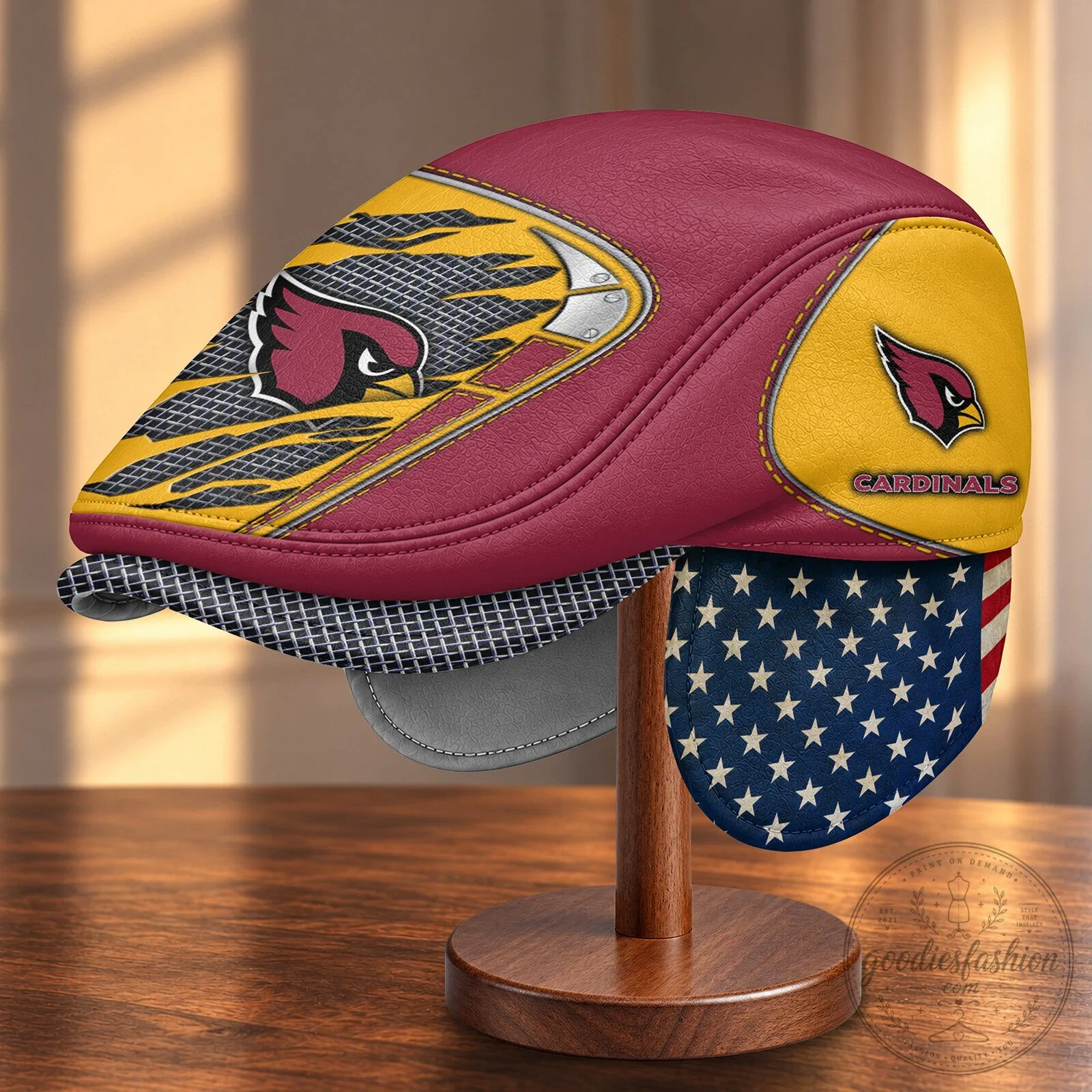 Arizona Cardinals National Football League Flat Cap with Foldable Ear Flaps 8 Arizona Cardinals National Football League Flat Cap with Foldable Ear Flaps