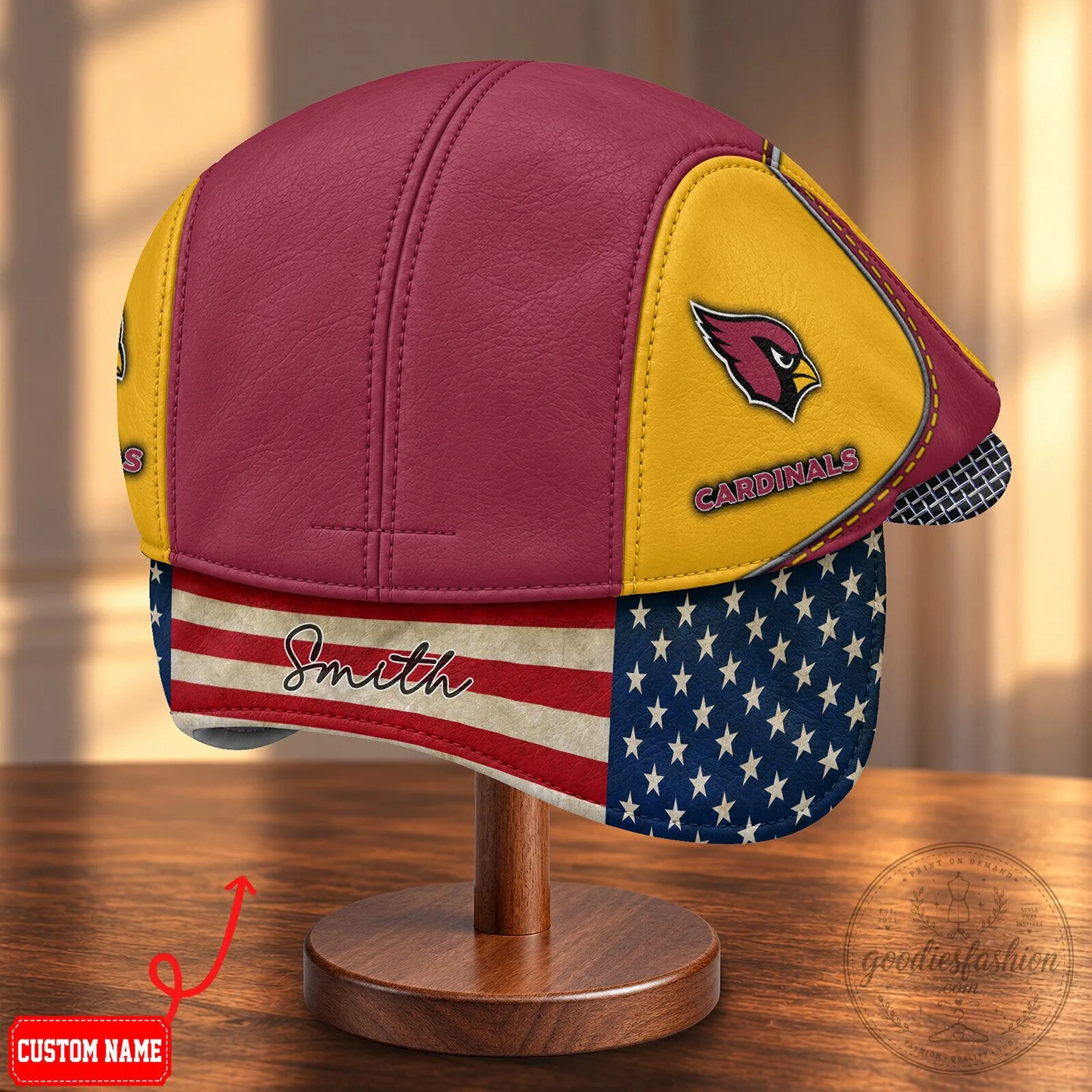 Arizona Cardinals National Football League Flat Cap with Foldable Ear Flaps 10 Arizona Cardinals National Football League Flat Cap with Foldable Ear Flaps