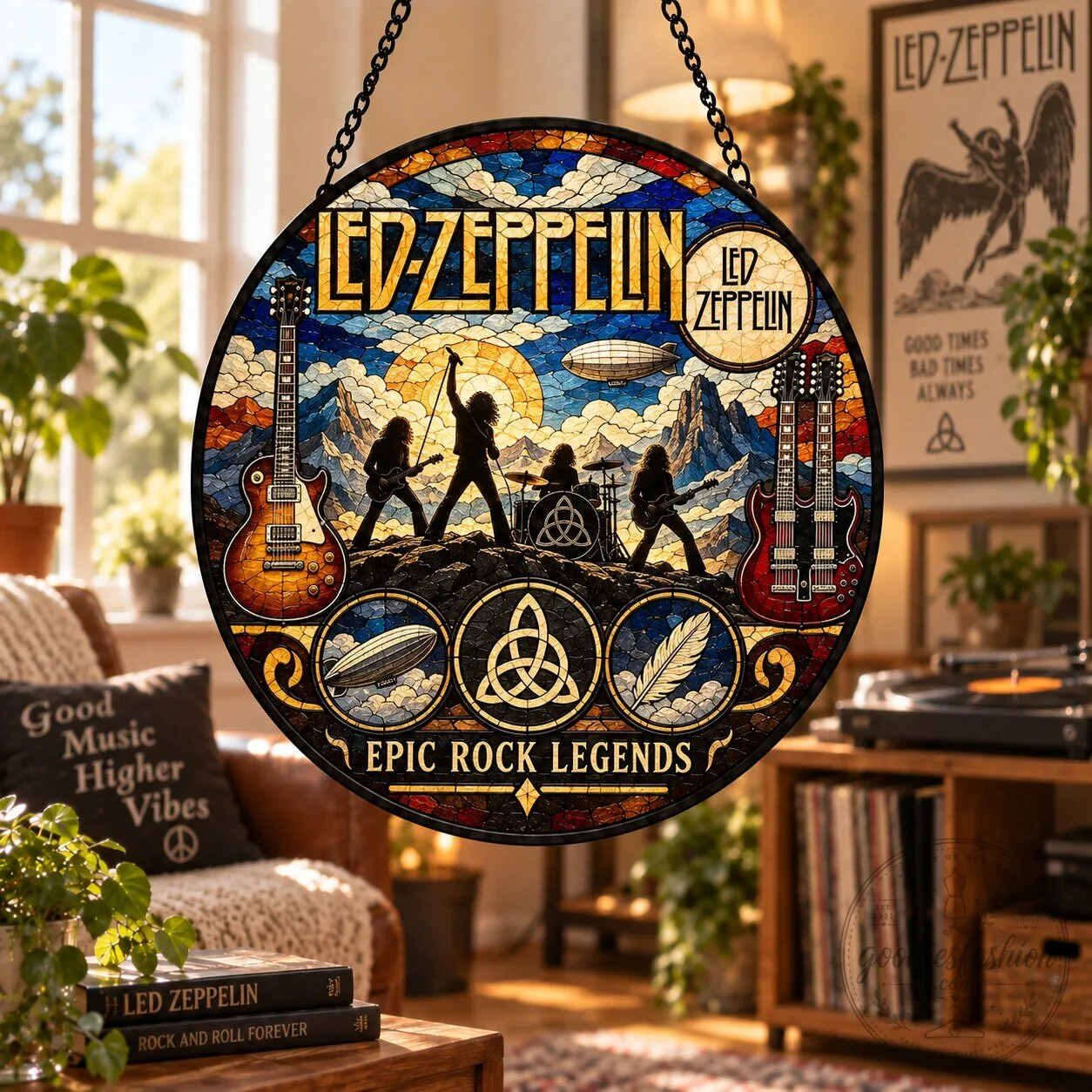 Led Zeppelin Stained Glass Suncatcher, Epic Rock Legends Band Decor