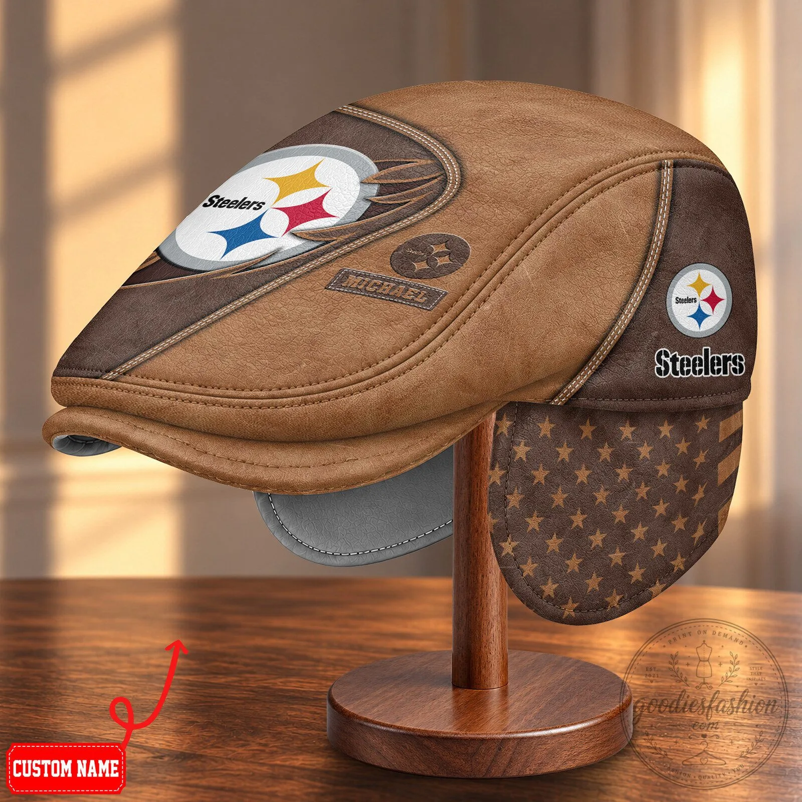 Pittsburgh Steelers National Football League Flat Cap with Foldable Ear Flaps