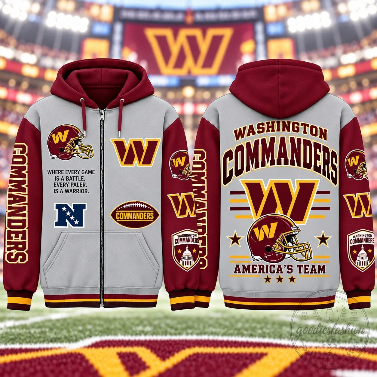 Washington Commanders Football Team NFL Gridiron Heritage Full-Zip Hoodie