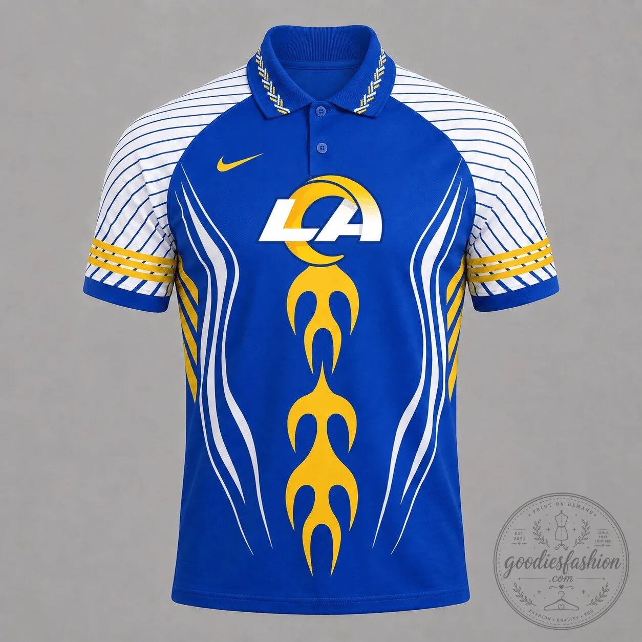 Los Angeles Rams Flame Stripe Athletic Polo Shirt