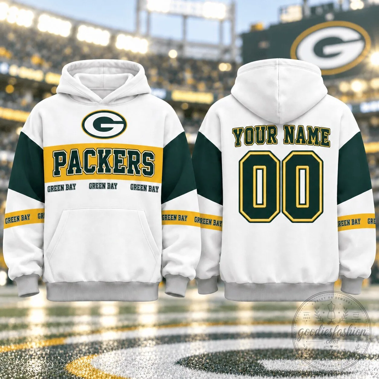 Green Bay Packers Personalized Football Team Fan Hoodie