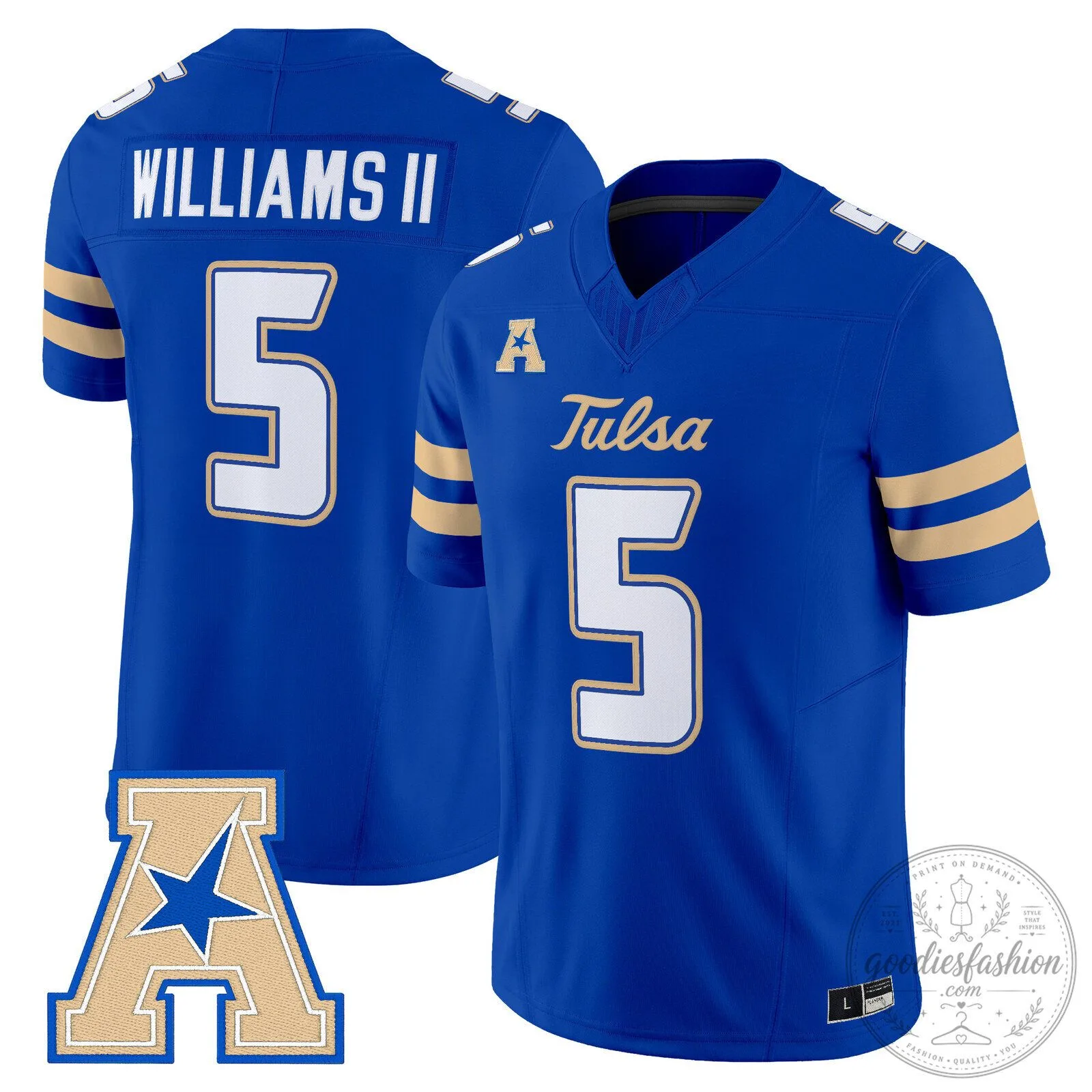 Royal Blue Game Day Jersey for the Tulsa Golden Hurricane Football Team 2 Royal Blue Game Day Jersey for the Tulsa Golden Hurricane Football Team