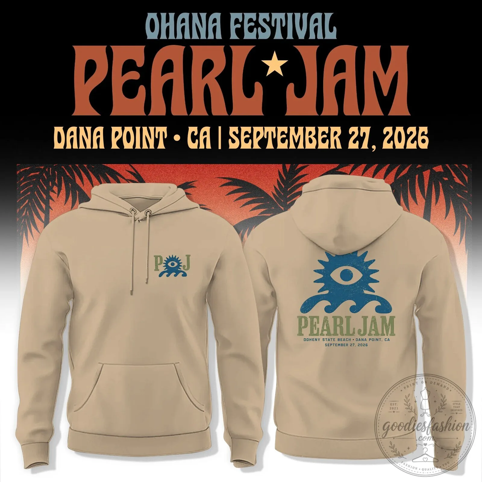 2026 Dana Point Concert Hoodie for Pearl Jam Ohana Festival