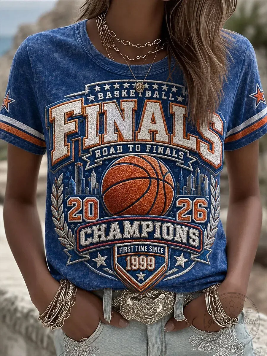 Women's Basketball Fan Graphic Short-sleeved T-shirt