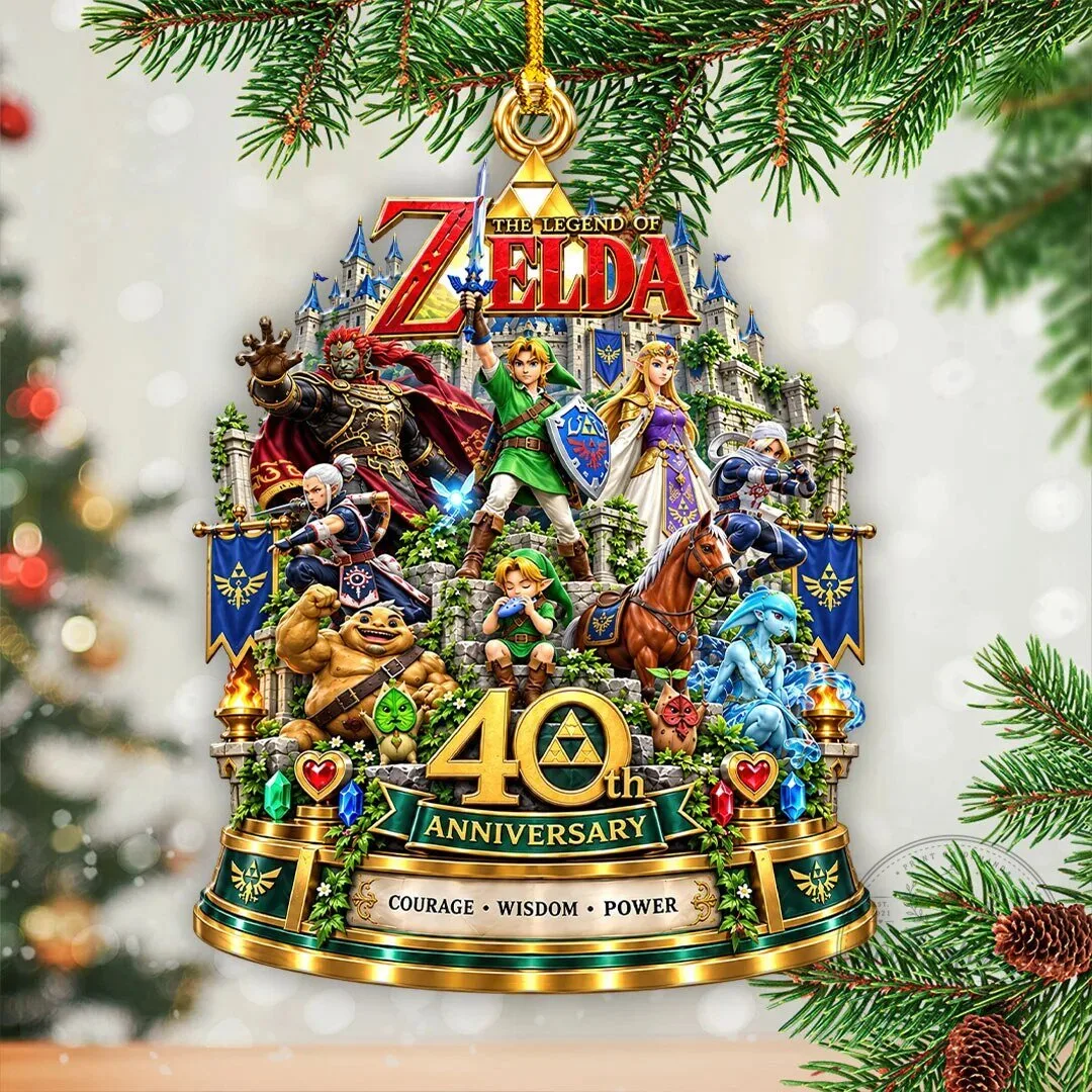 The Legend of Zelda 40th Anniversary Courage Wisdom Power Christmas Ornament