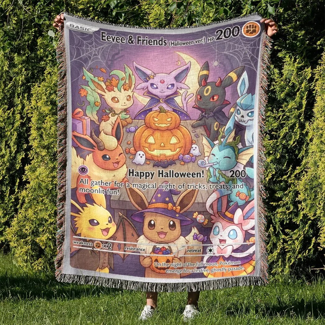 Happy Halloween Pokemon Eevee Evolution Woven Blanket 9 Happy Halloween Pokemon Eevee Evolution Woven Blanket