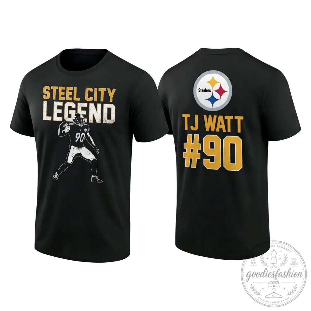 Kansas City Chiefs Hello Kitty Personalized Snapback Cap Hat 1 TJ Watt Pittsburgh Steelers Steel City Legend Number 90 T-Shirt