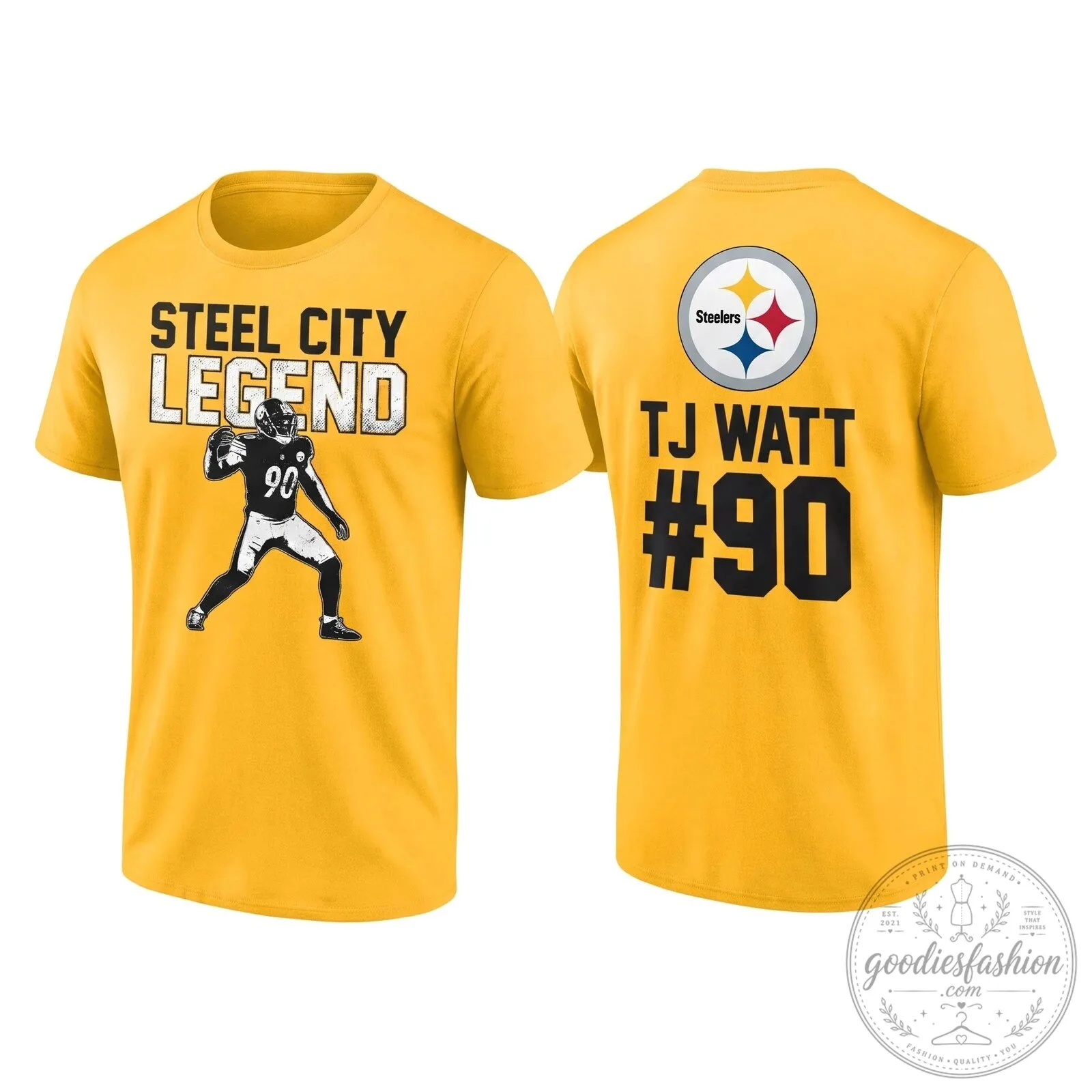 TJ Watt Pittsburgh Steelers Steel City Legend Number 90 T-Shirt 10 TJ Watt Pittsburgh Steelers Steel City Legend Number 90 T-Shirt