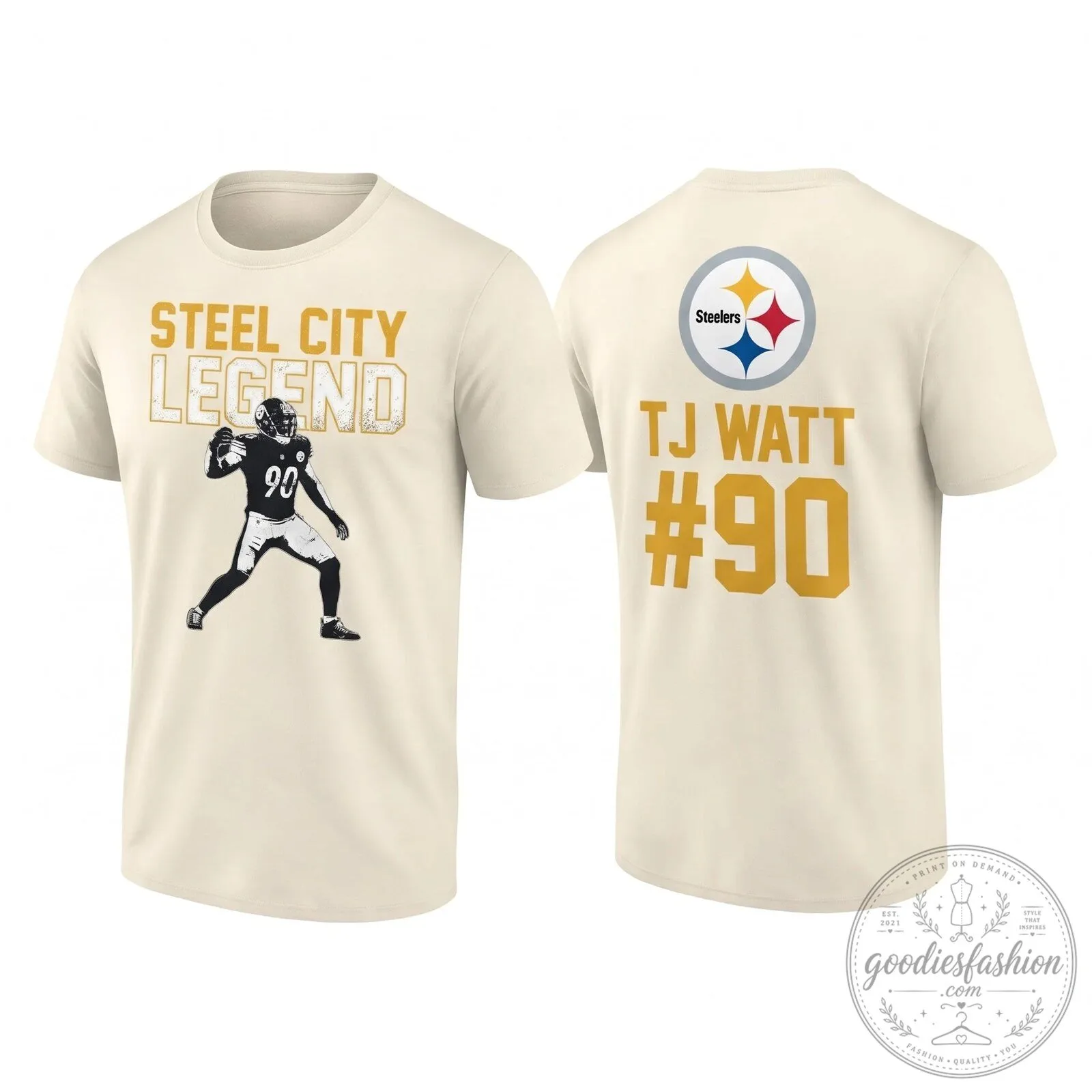 TJ Watt Pittsburgh Steelers Steel City Legend Number 90 T-Shirt 11 TJ Watt Pittsburgh Steelers Steel City Legend Number 90 T-Shirt