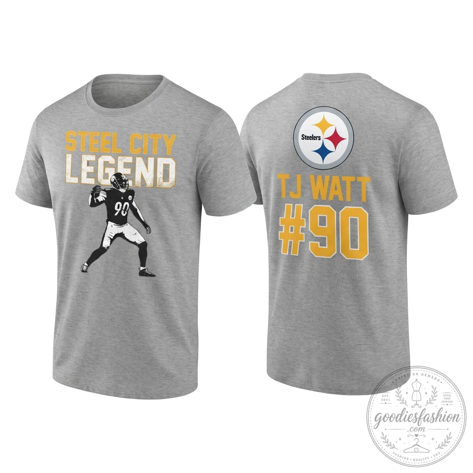 TJ Watt Pittsburgh Steelers Steel City Legend Number 90 T-Shirt 13 TJ Watt Pittsburgh Steelers Steel City Legend Number 90 T-Shirt