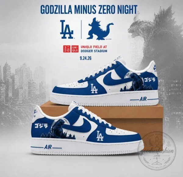 Godzilla Minus Zero Night Los Angeles Dodgers Team Sneakers 1 Godzilla Minus Zero Night Los Angeles Dodgers Team Sneakers
