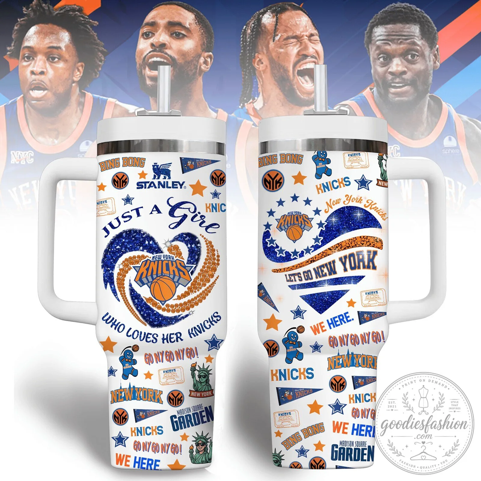 New York Knicks Basketball Fan 40oz Tumbler With Handle