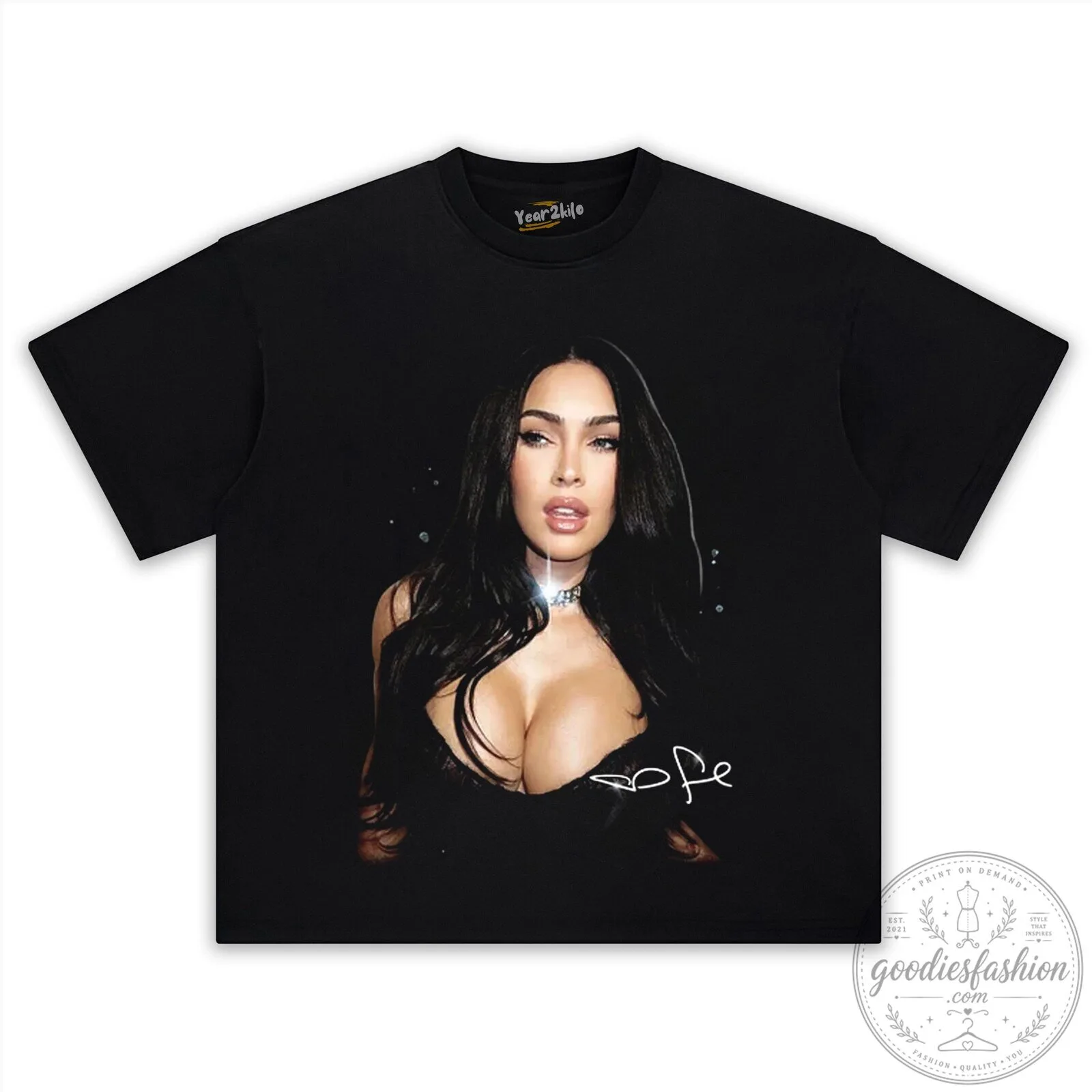 Megan Fox Iconic Portrait Black Graphic T-Shirt 14 Megan Fox Iconic Portrait Black Graphic T-Shirt