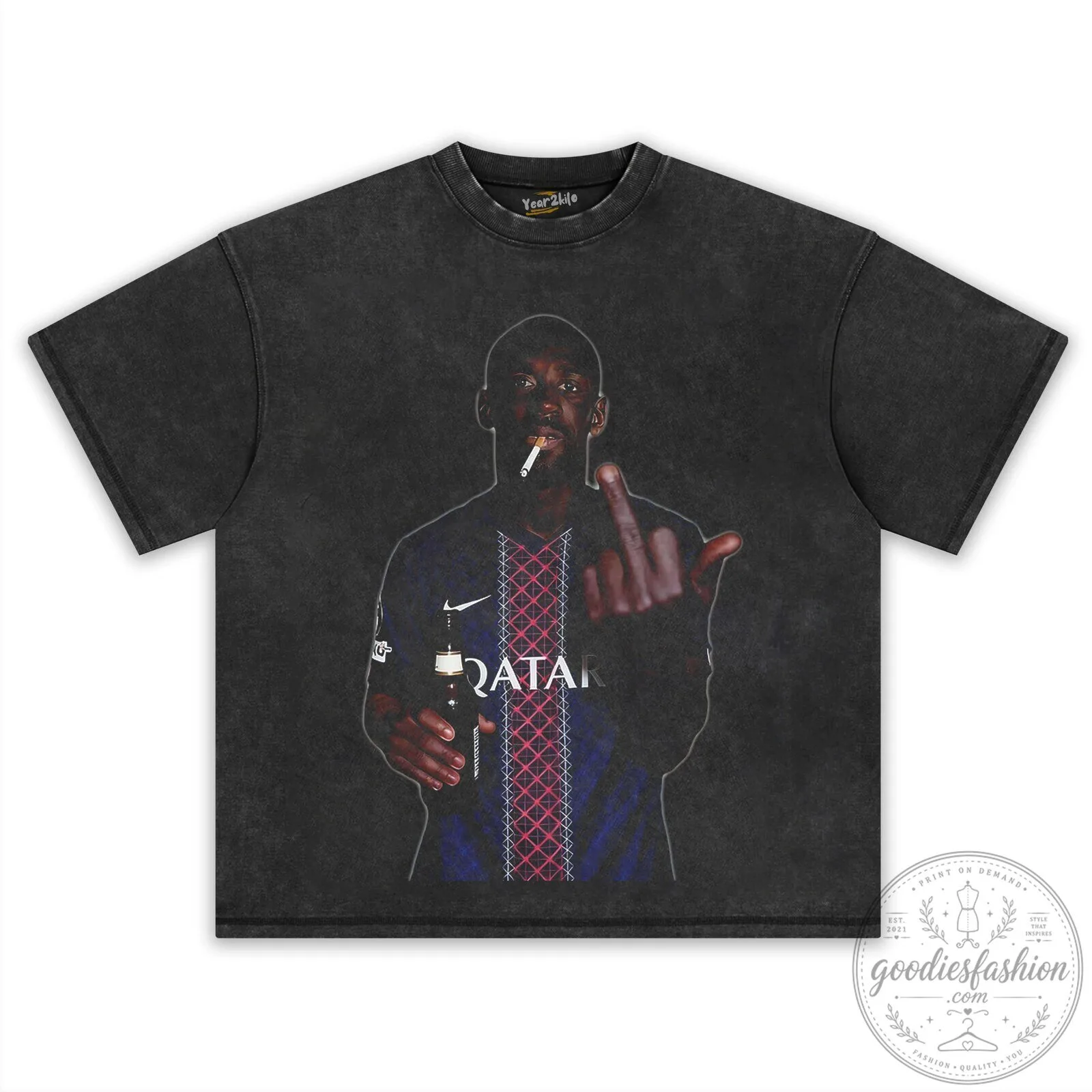 Ousmane Dembele Middle Finger Funny Football Player Black T-Shirt 21 Ousmane Dembele Middle Finger Funny Football Player Black T-Shirt