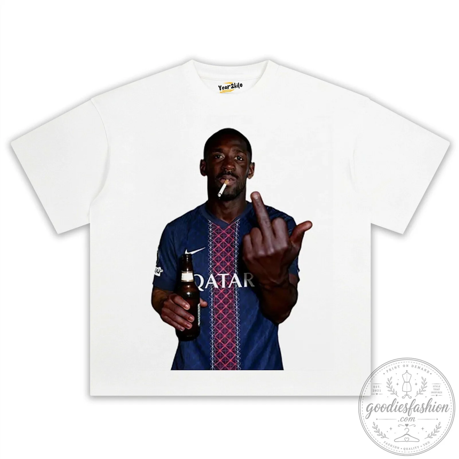 Ousmane Dembele Middle Finger Funny Football Player Black T-Shirt 22 Ousmane Dembele Middle Finger Funny Football Player Black T-Shirt