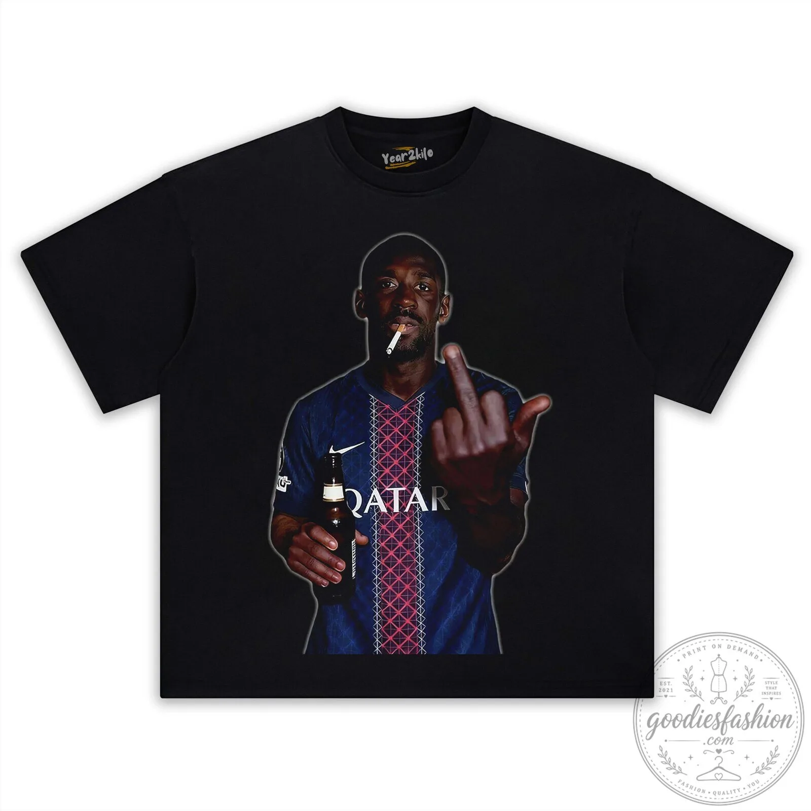 Ousmane Dembele Middle Finger Funny Football Player Black T-Shirt 28 Ousmane Dembele Middle Finger Funny Football Player Black T-Shirt