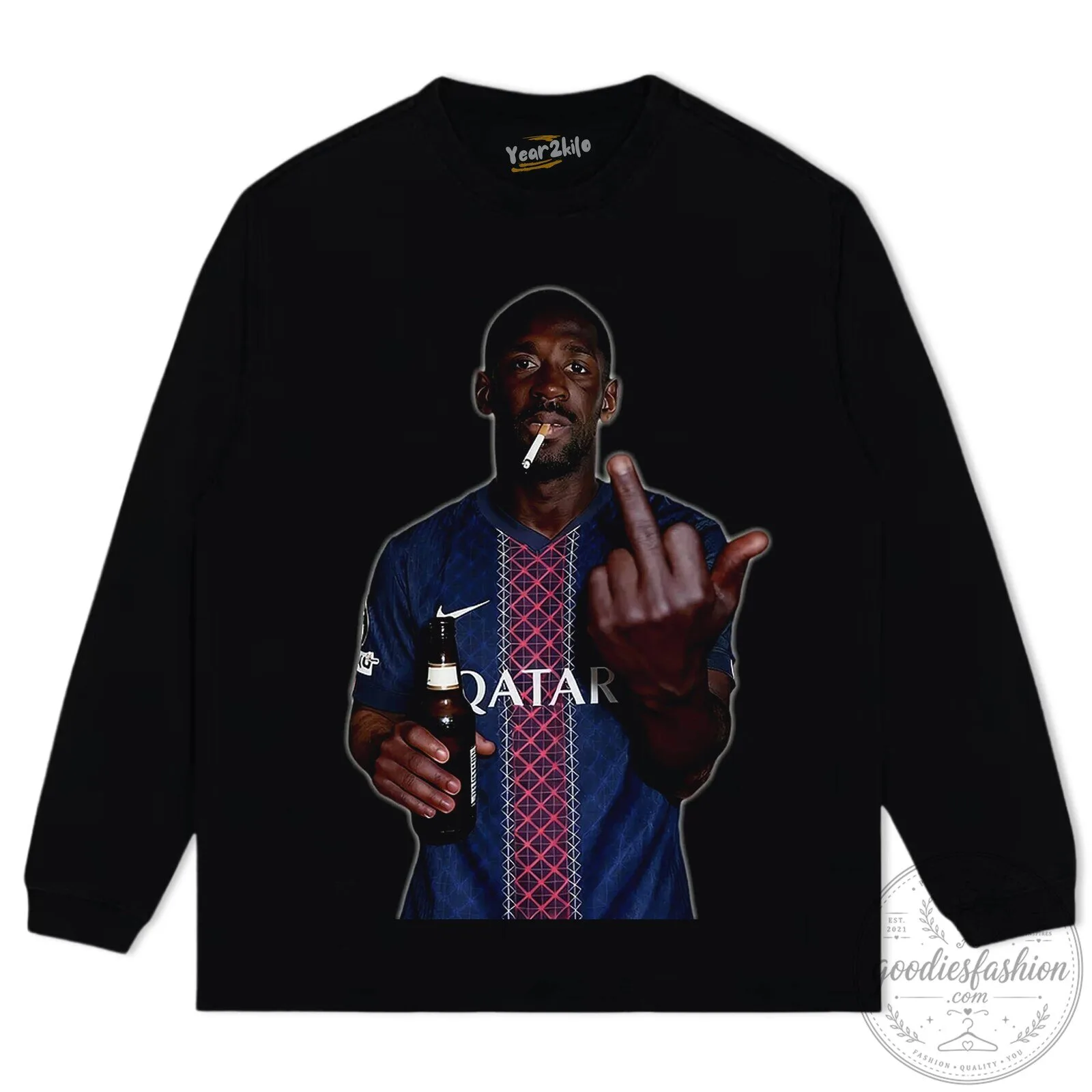 Ousmane Dembele Middle Finger Funny Football Player Black T-Shirt 32 Ousmane Dembele Middle Finger Funny Football Player Black T-Shirt