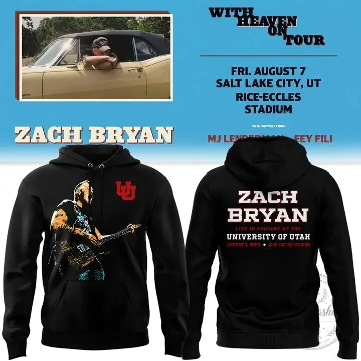 Zach Bryan Salt Lake City Concert Black Tour Hoodie
