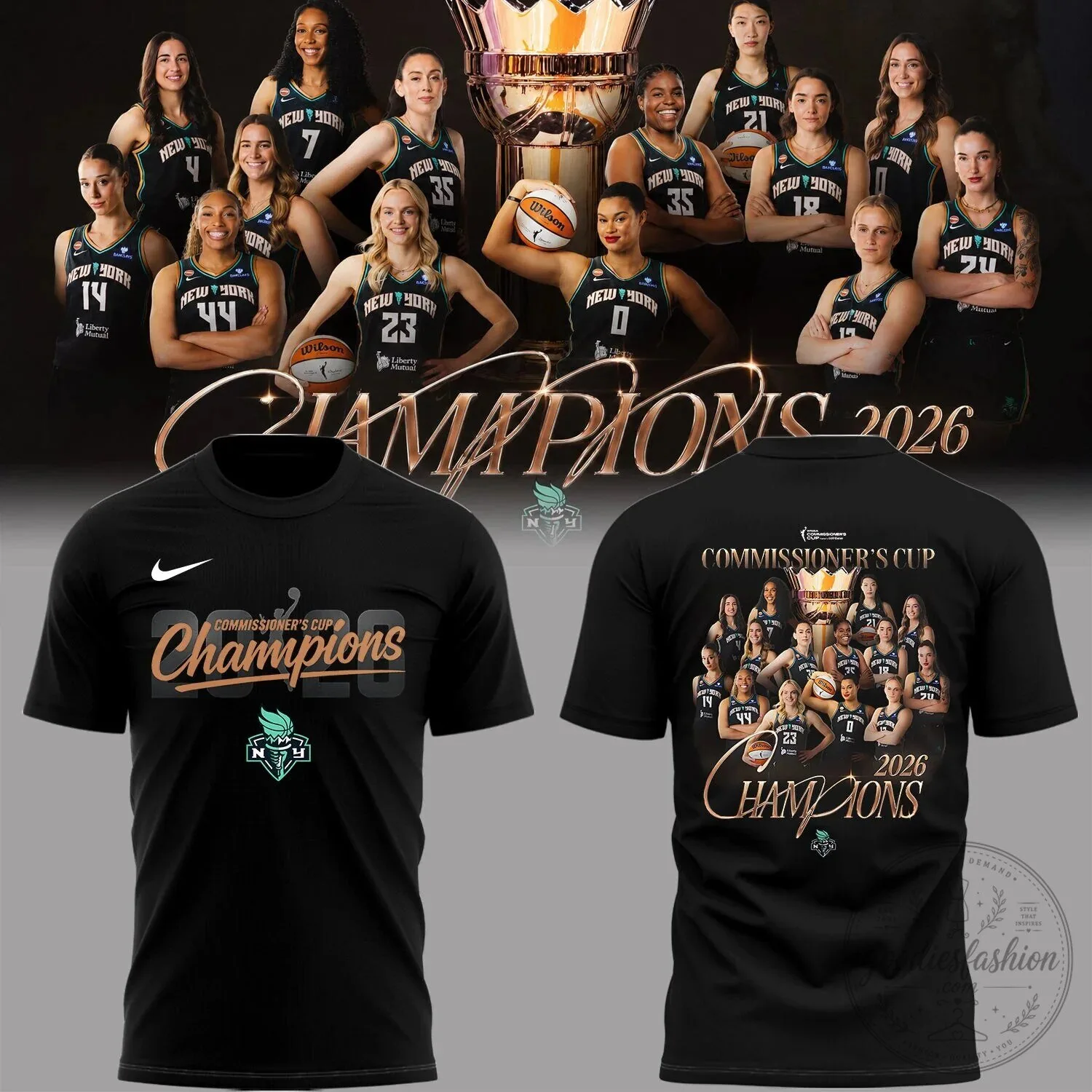 2026 Commissioner's Cup Champions T-Shirt for New York Liberty