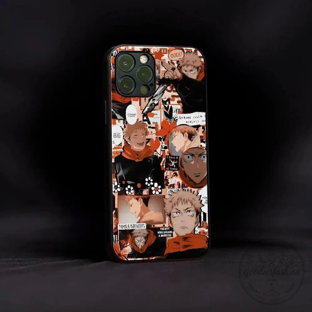 Itadori Yuji Jujutsu Kaisen Anime Manga Collage iPhone Phone Case