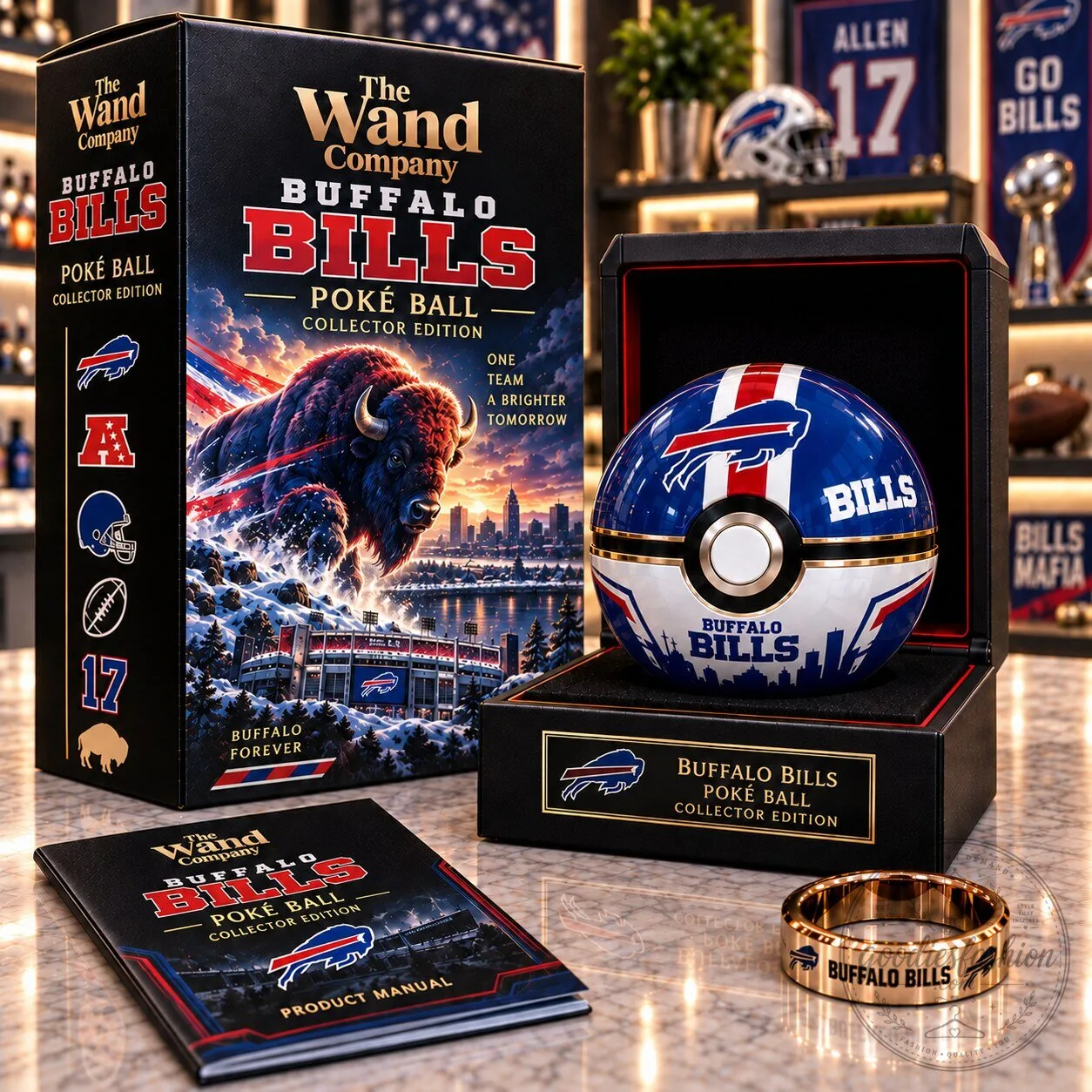 Buffalo Bills Poké Ball Collector Edition with Display Case and Ring