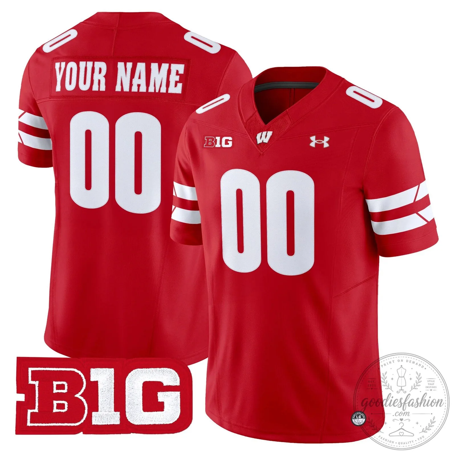 Custom Football Jersey for Big Ten Conference - Wisconsin Badgers 1 Custom Football Jersey for Big Ten Conference - Wisconsin Badgers