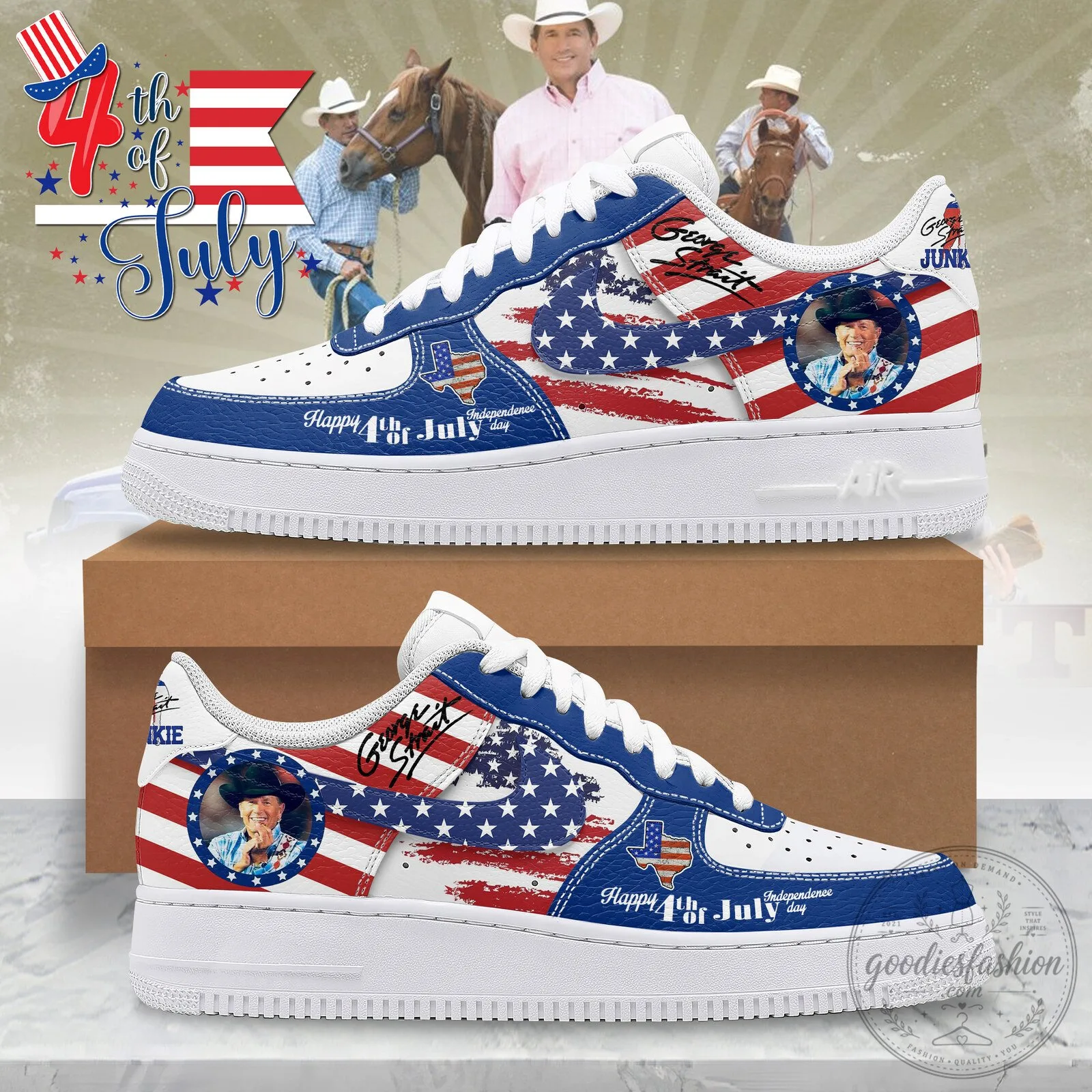 George Strait Happy 4th of July Independence Day American Flag Shoes