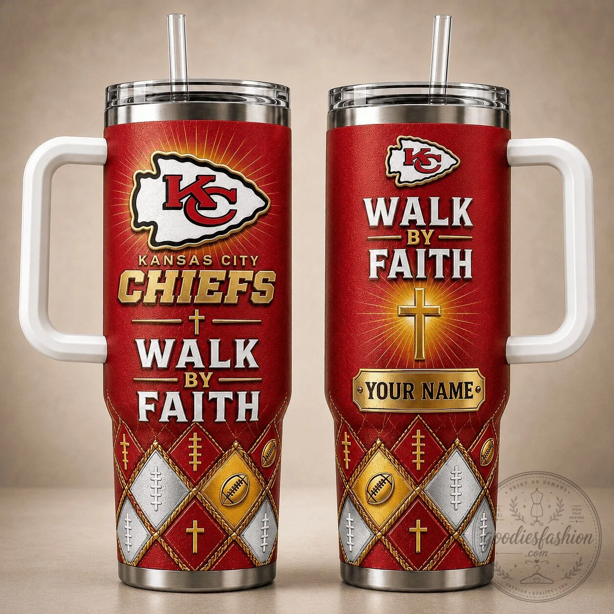 Kansas City Chiefs Football Team Walk By Faith Insulated Tumbler