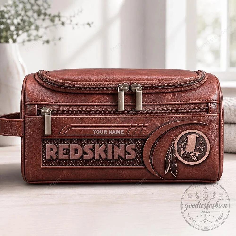 Washington Redskins Personalized Leather Toiletry Bag