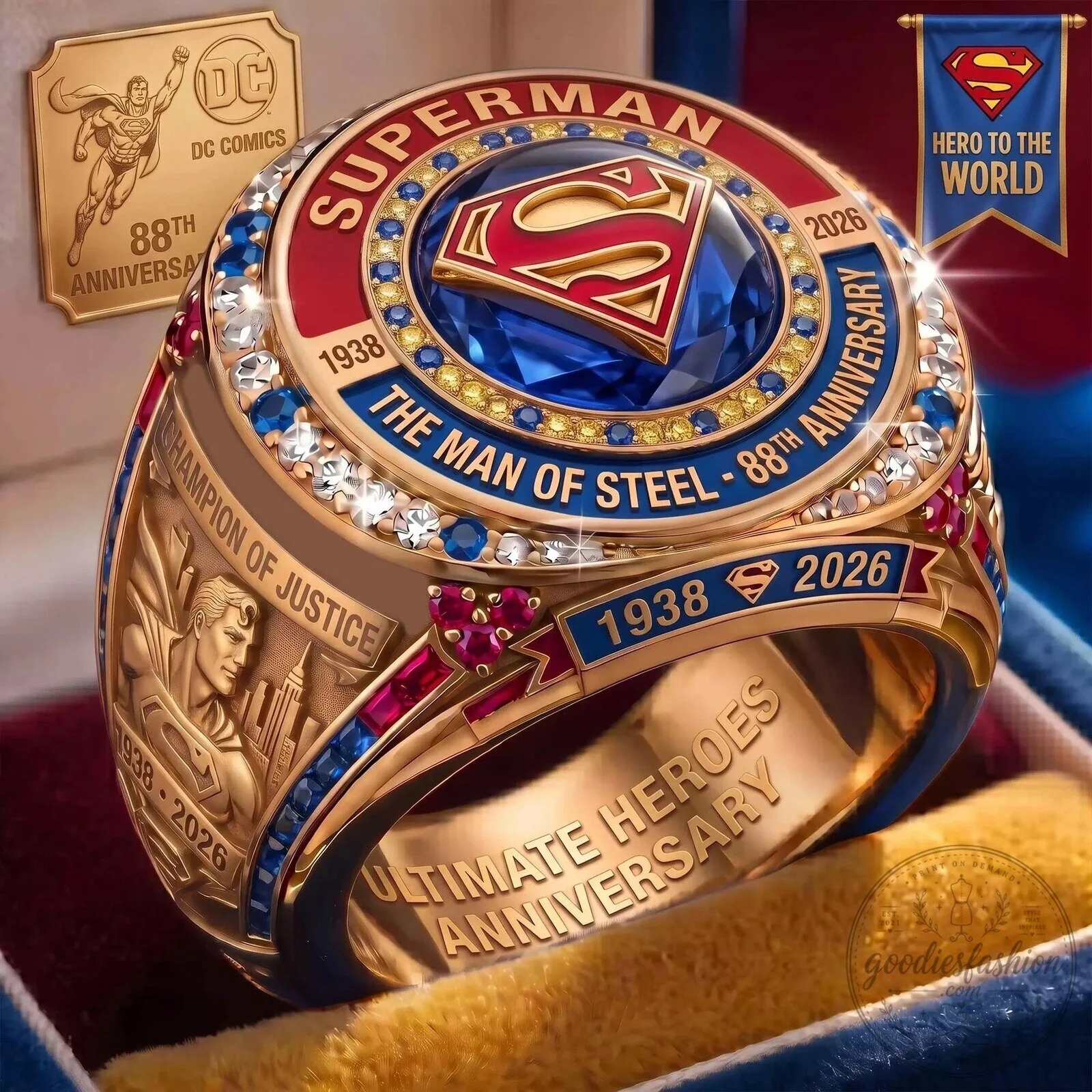 Superman The Man of Steel 88th Anniversary Champion of Justice Ring