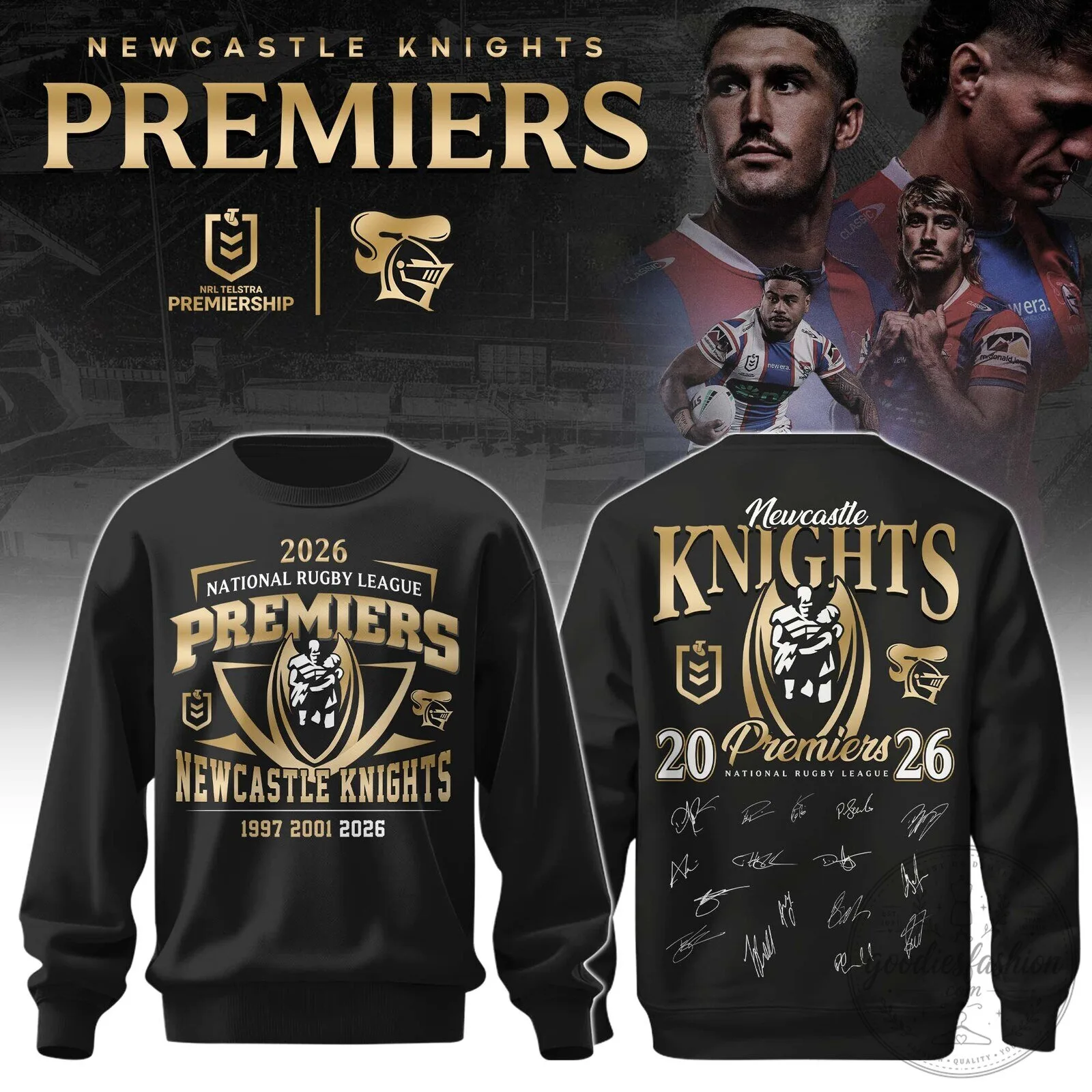 2026 Commemorative Sweatshirt for Newcastle Knights National Rugby League Premiers