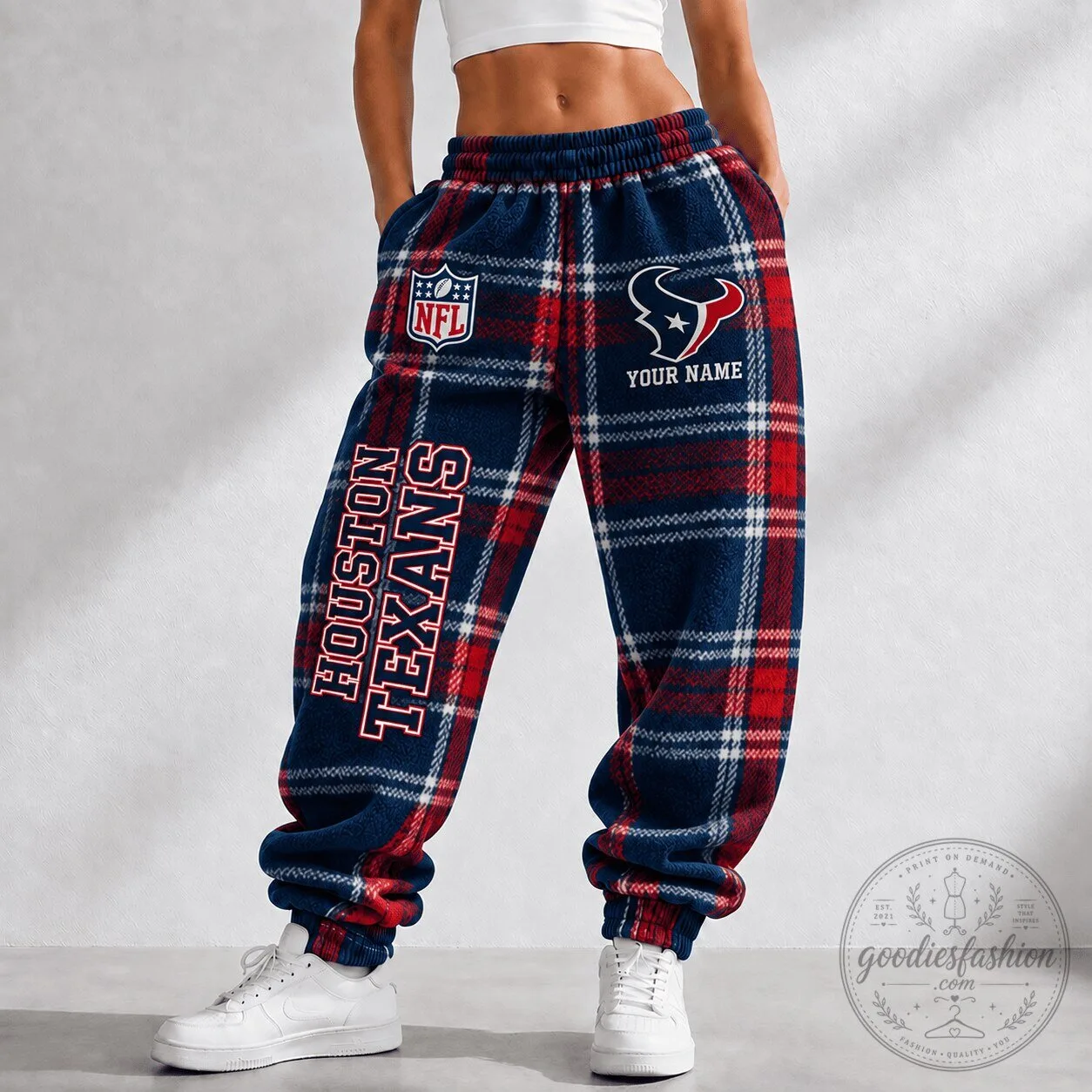 Houston Texans National Football League Plaid Pattern Custom Name Fan Pants