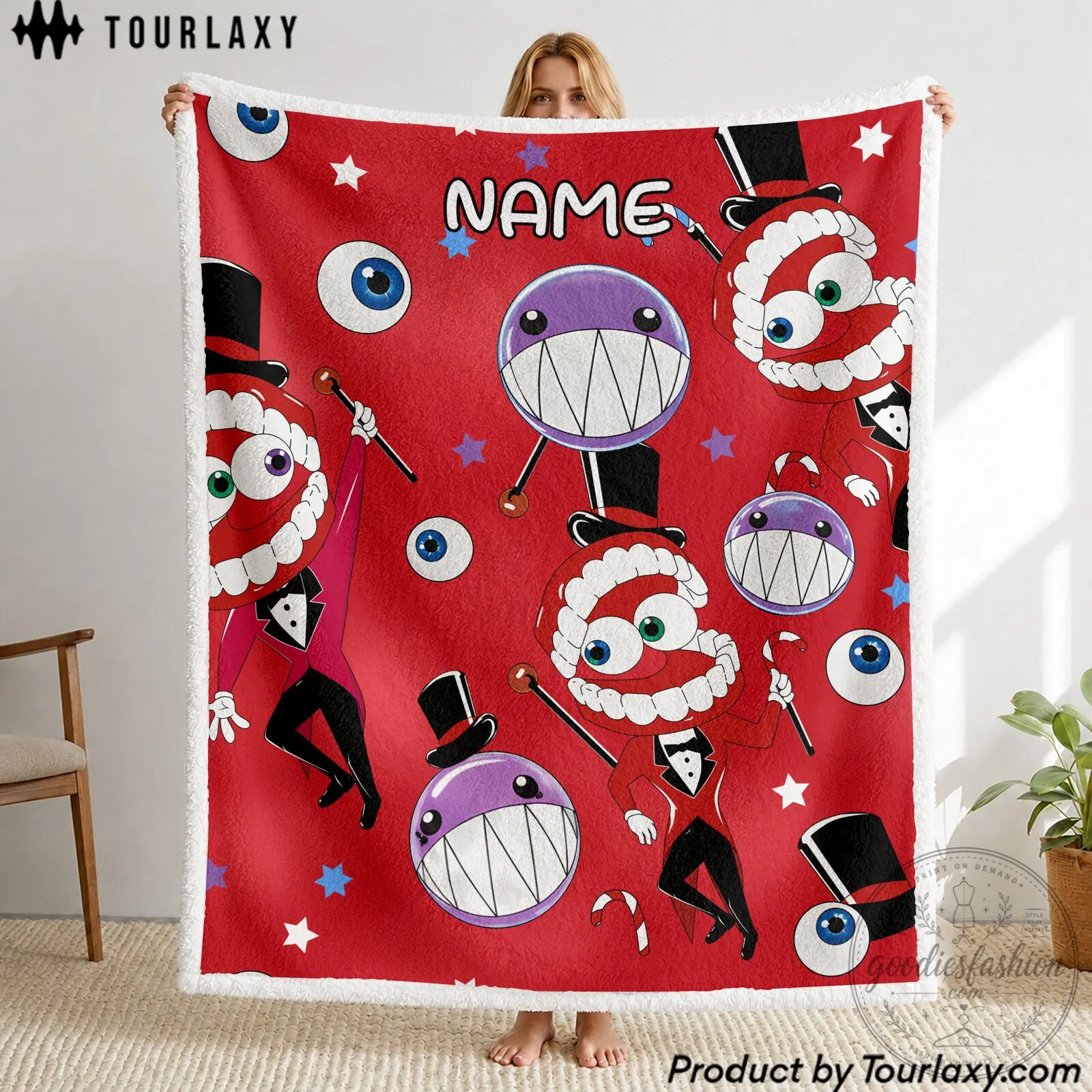 The Amazing Digital Circus Caine and Bubbles Characters Personalized Sherpa Blanket