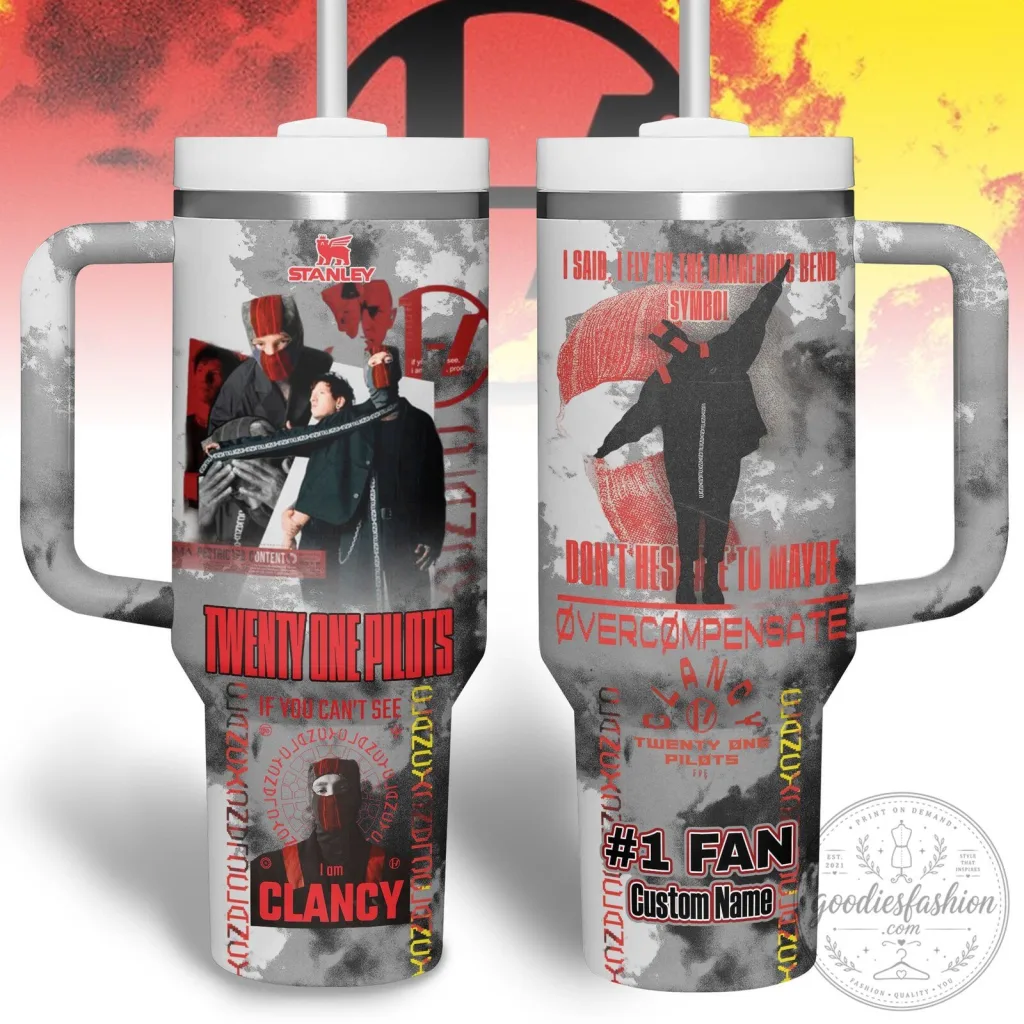 Twenty One Pilots Clancy Album Stanley Tumbler with Handle Twenty One Pilots Clancy Album Stanley Tumbler with Handle
