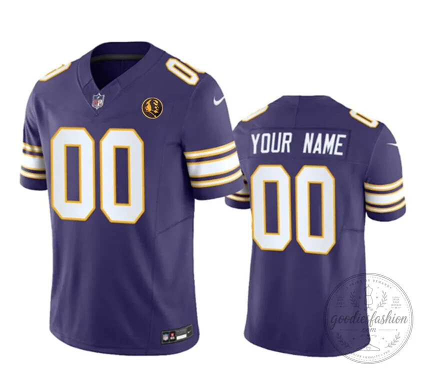 Minnesota Vikings Football Purple Custom Stitched Throwback Jersey