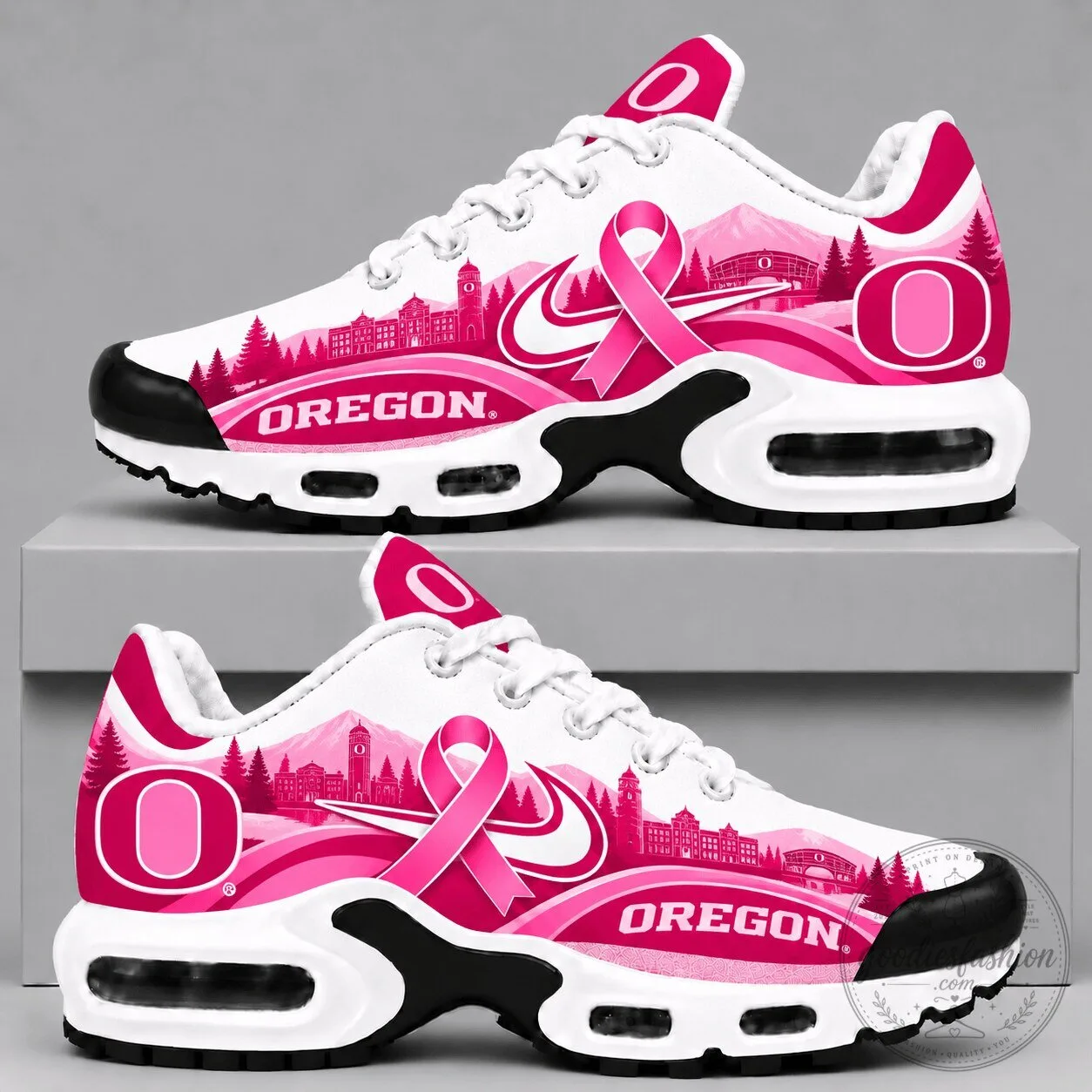 Oregon Ducks Pink Ribbon Breast Cancer Awareness Running Shoes