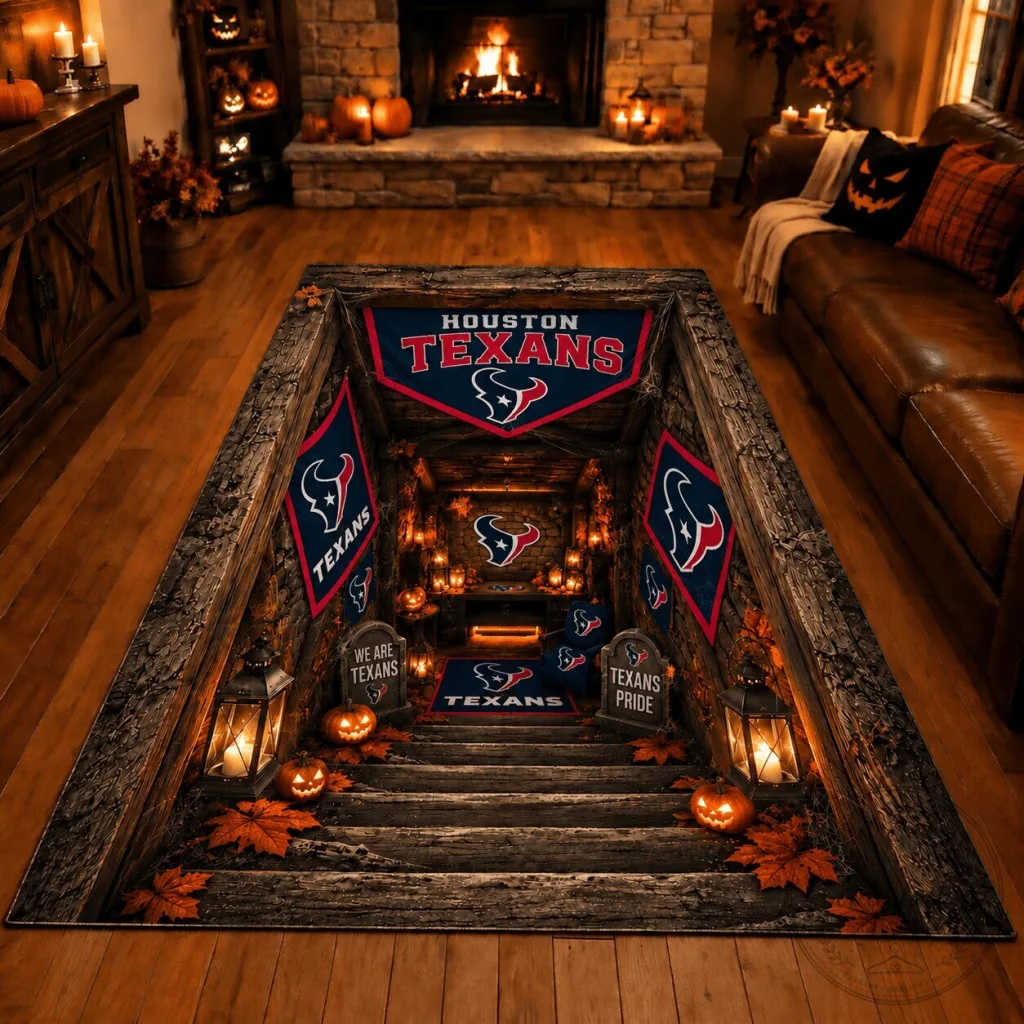 Houston Texans NFL Football Fan Cave Halloween Decor Area Rug Houston Texans NFL Football Fan Cave Halloween Decor Area Rug