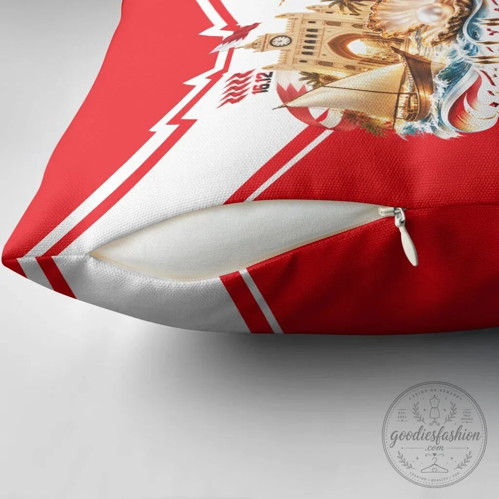 Bahrain National Day Cultural Flag Emblem Vintage Collage Decorative Pillow – image 5 of 5
