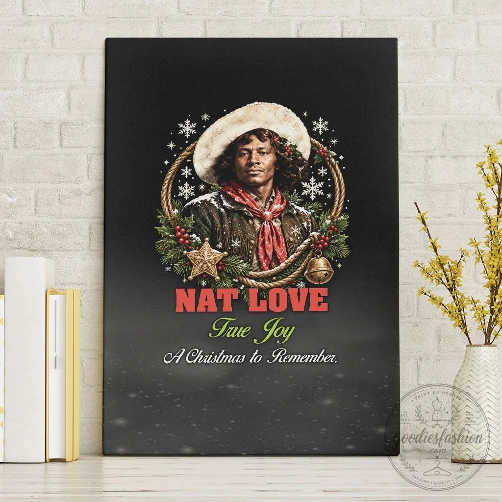 Nat Love Wild West Christmas Portrait Canvas Wall Art African American Cowboy Holiday Decor